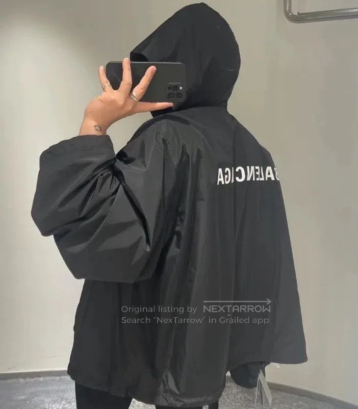 Balenciaga Balenciaga Black Windbreaker Jacket Size US XL / EU 56 / 4 - 4 Thumbnail