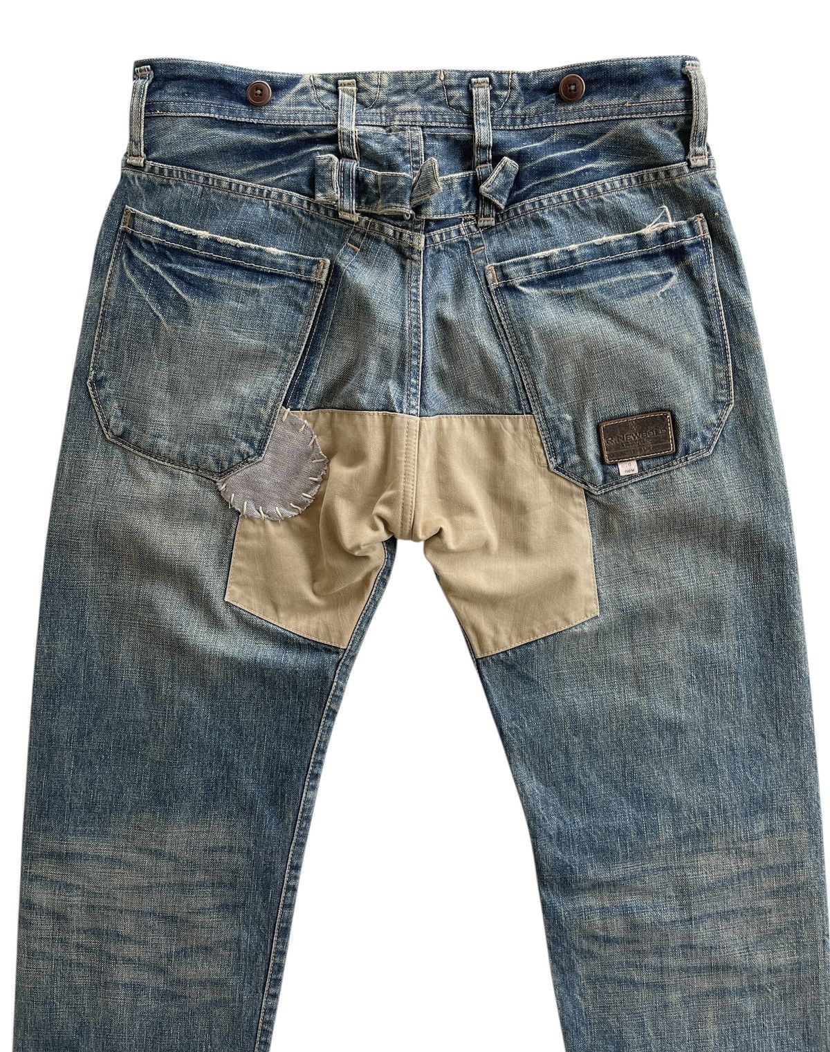 Vintage R.Newbold Old & New Selvedge Buckle Patchwork Limited Denim Size US 31 - 4 Thumbnail