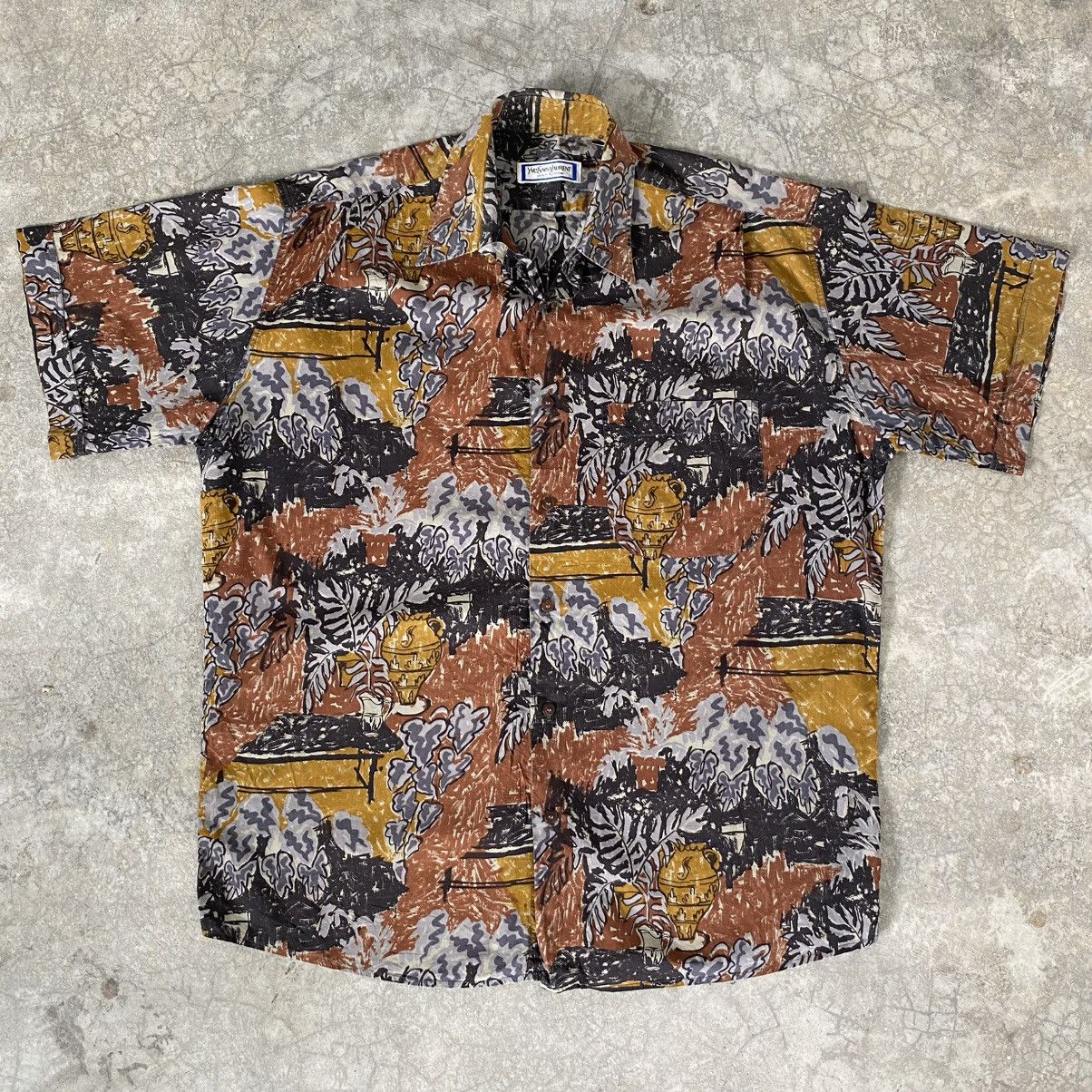 Yves Saint Laurent Vintage 90’s YSL Pour Homme Batik Abstract Button Ups Shirts Size US L / EU 52-54 / 3 - 3 Thumbnail