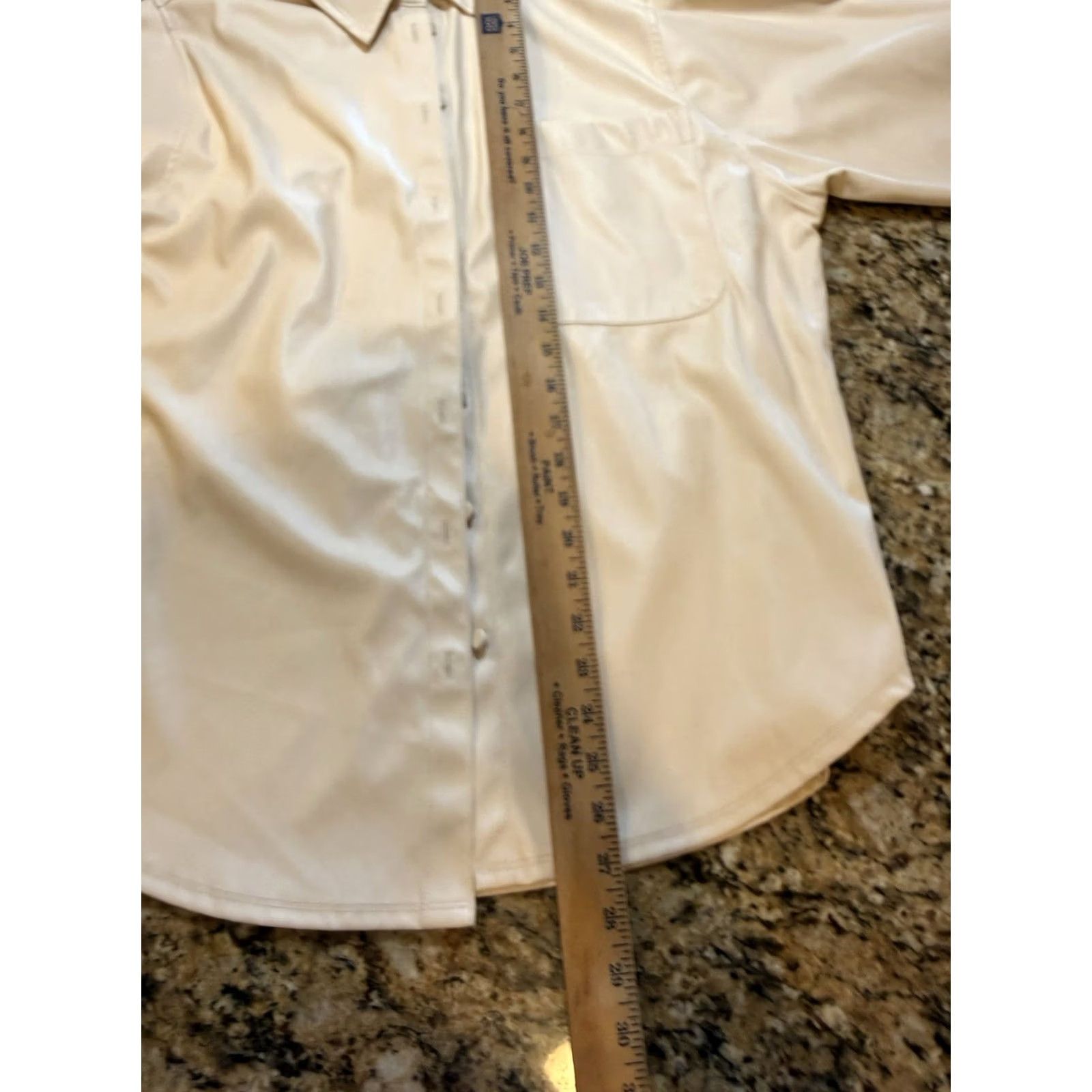 Vintage A New Day Cream Faux Leather Pleather Button-Down Long Sleeve Shirt XS Women Ivory Regular Down 0? Size XS / US 0-2 / IT 36-38 - 5 Thumbnail