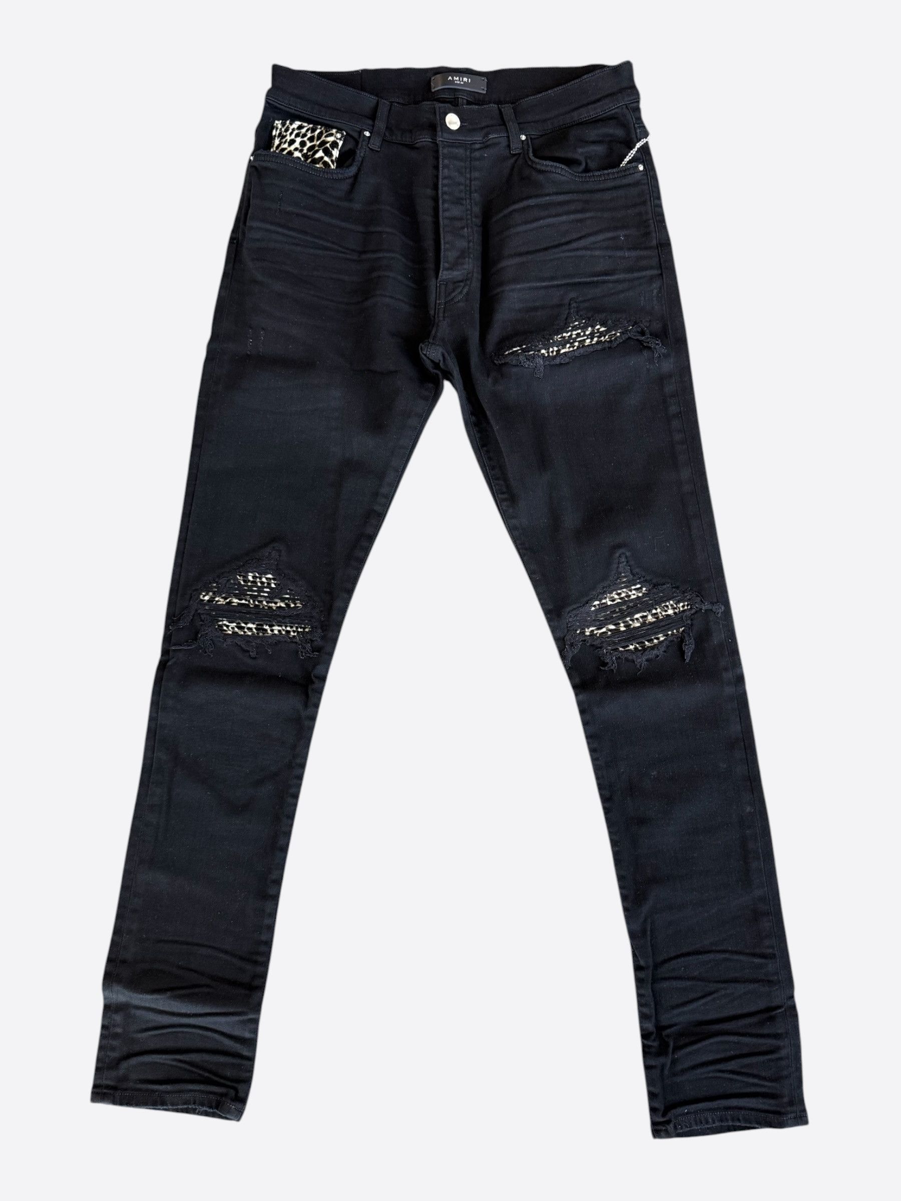 Amiri Amiri Black Leopard Patch MX1 Jeans Size 32 | Grailed