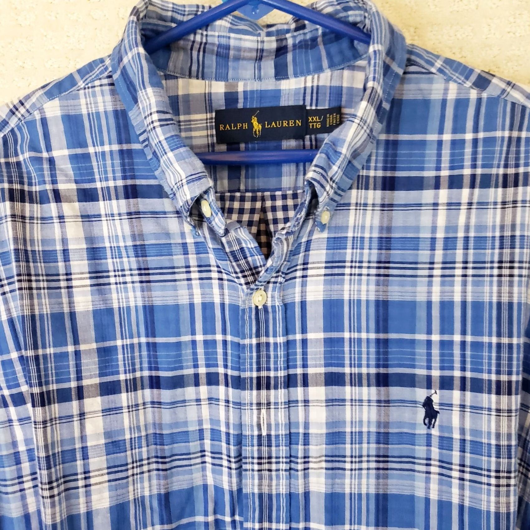 Ralph Lauren Ralph Lauren Men's Button-Up Shirt Plaid Long Sleeve Blue 2XL Size XXL Casual Workwear Size US XXL / EU 58 / 5 - 3 Thumbnail