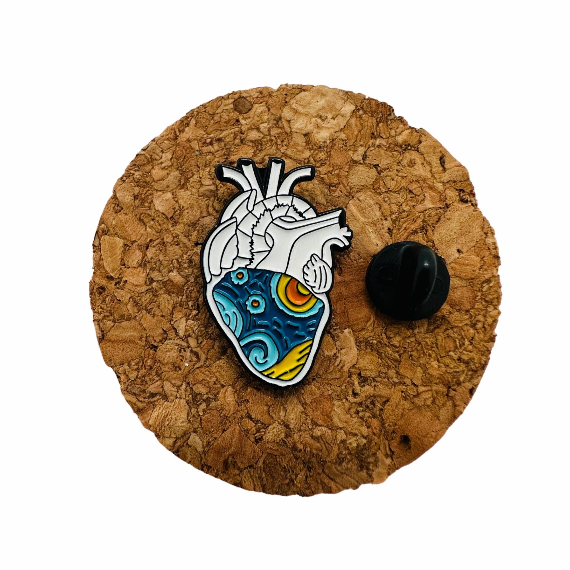 Other ✨Gift Van Gogh Starry Sky Anatomical Heart Enamel Pin Organ Size ONE SIZE - 2 Thumbnail