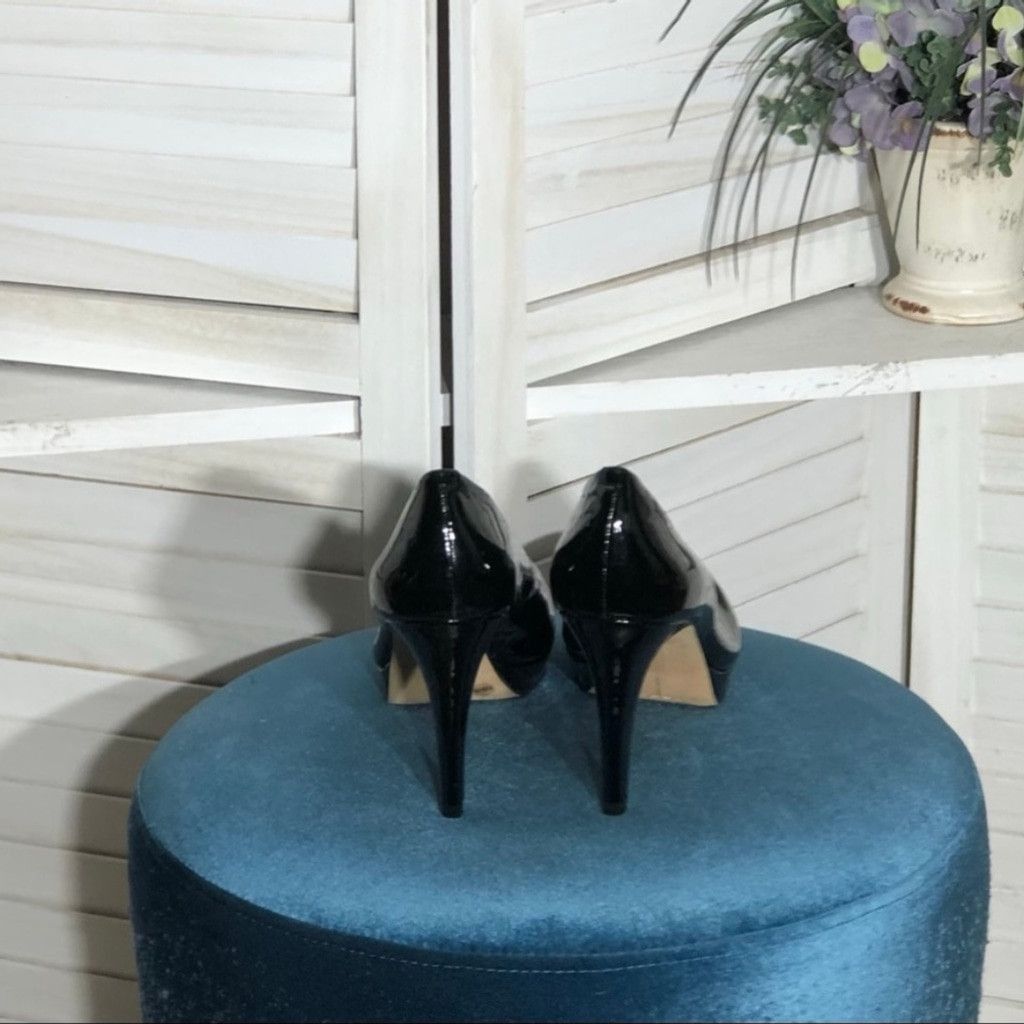 Vince Camuto Platform Heels Nubuck Patent Lacquer Leather Black sz 9.5 Size US 9.5 / IT 39.5 - 7 Thumbnail