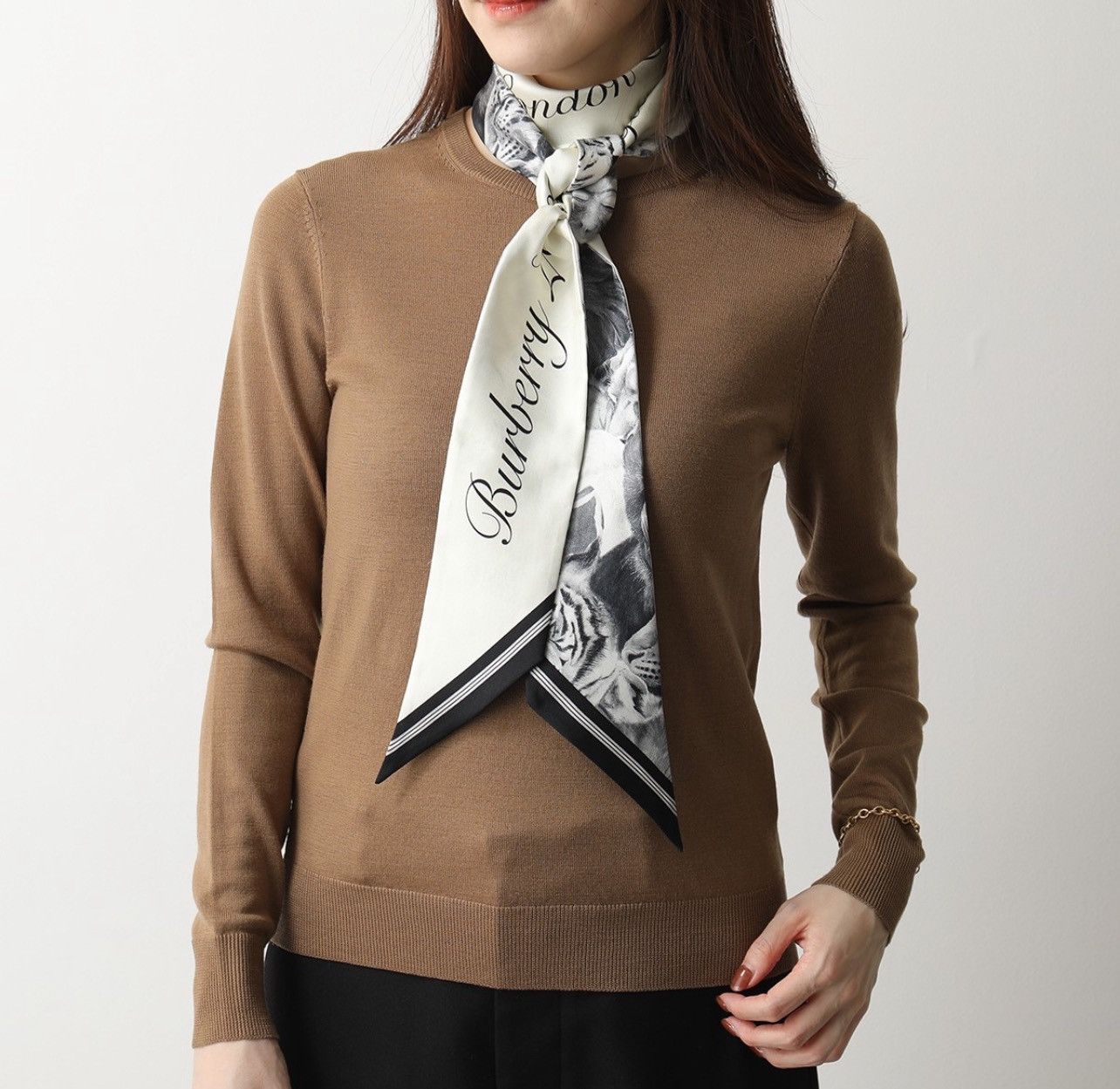 image of Burberry Silk Handkerchief Scarf, Women's
