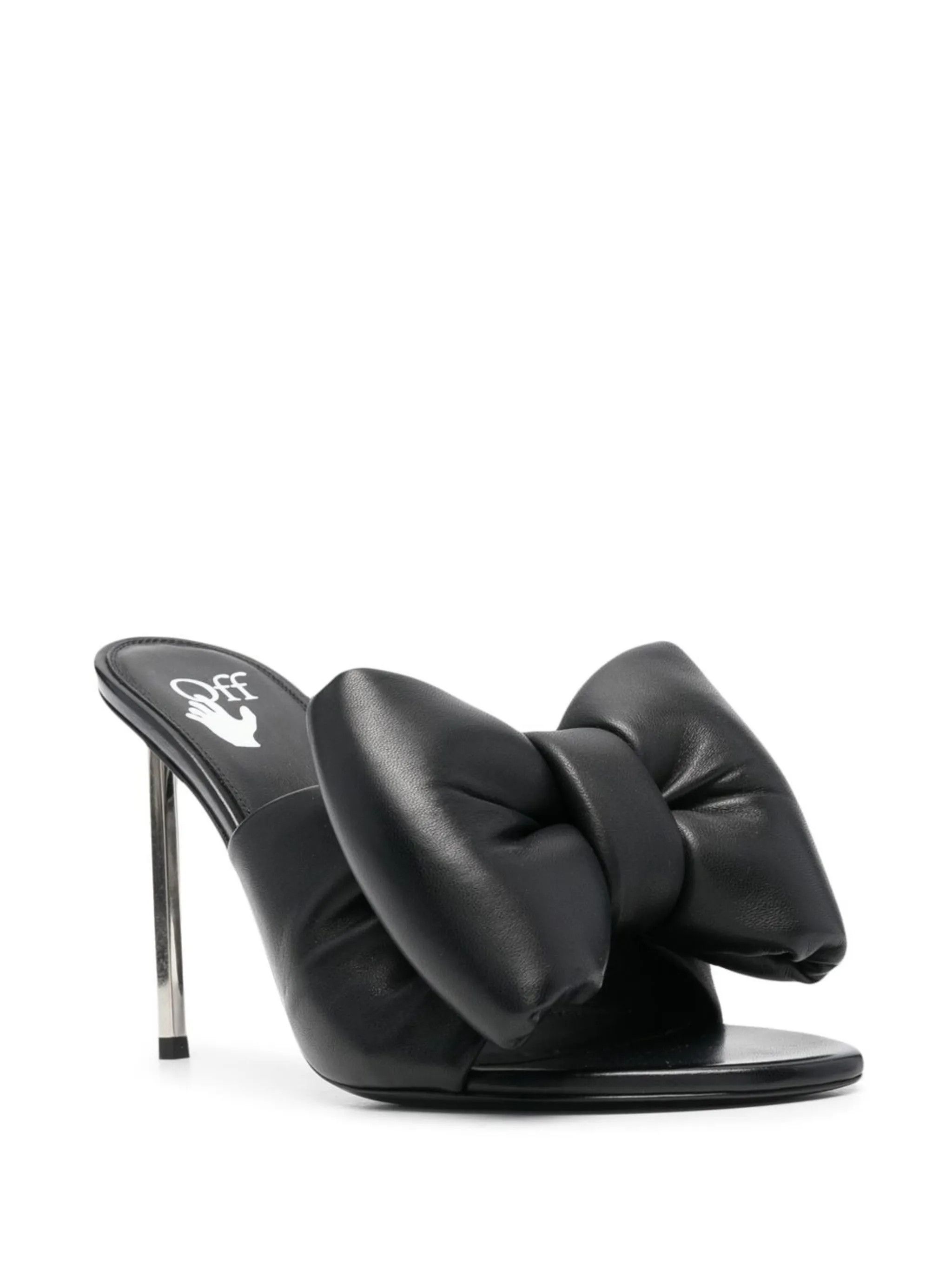 Off-White o1gr1nt0125 Nappa Bow High Allen Pointed Mules in Black Size US 8 / IT 38 - 2 Thumbnail
