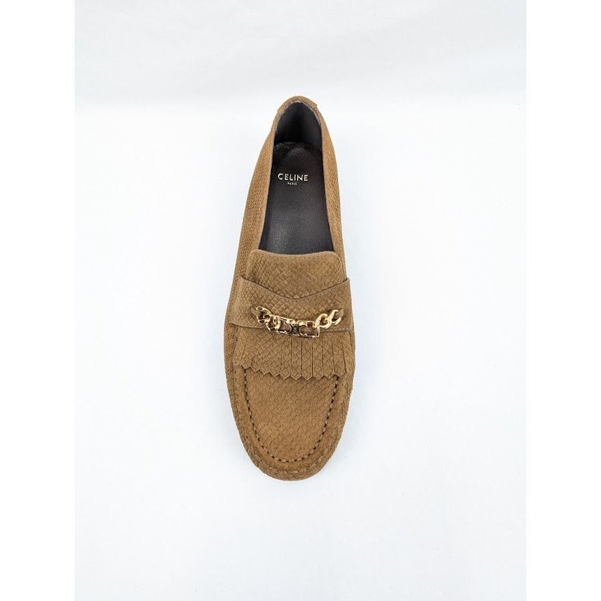 Celine o1rshd1 Lizard Stamped Suede Calfskin Loafers in Tan Size US 7 / EU 40 - 9 Thumbnail
