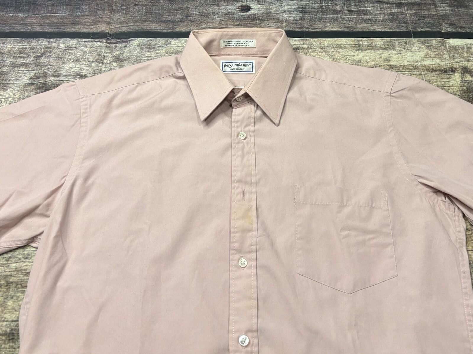 Saint Laurent Paris VTG Yves Saint Laurent Shirt Mens 15.5 34/35 Button Down Size 38R - 4 Thumbnail