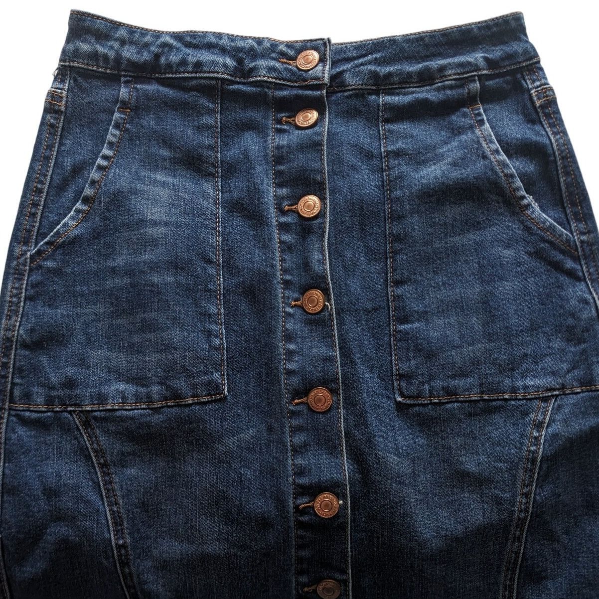 Other Tricot Long Denim Blue Fringe Hem Button Up Skirt Small Size 27" / US 4 / IT 40 - 4 Thumbnail