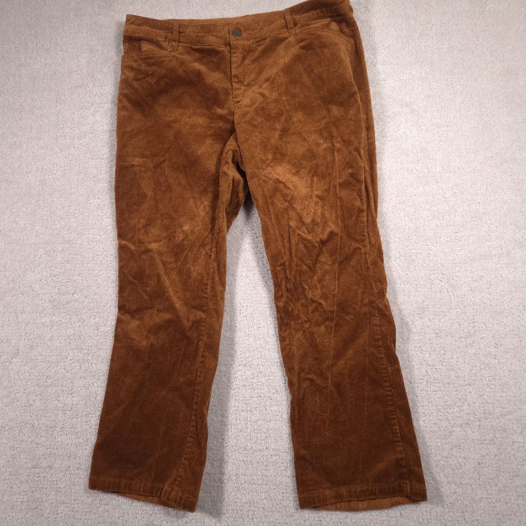 Vintage VINTAGE? No. Christopher & Banks Pants Womens 12P Brown Corduroy Straight Leg Khaki Casual Size 34" / US 12 / IT 48 - 2 Thumbnail