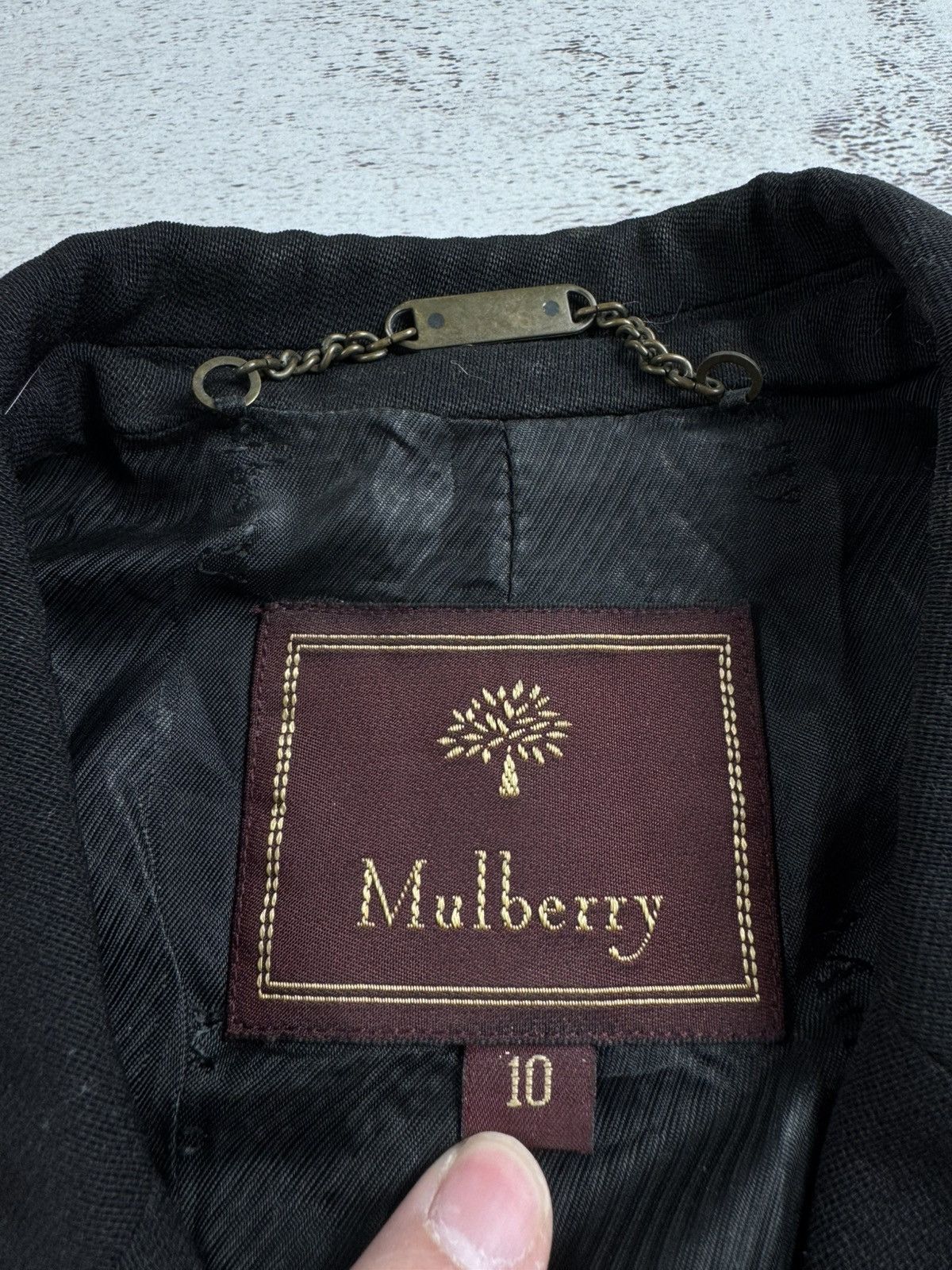 Mulberry MULBERRY 90s Vintage Black Wool Viscose 10 Size Trench Black Coat Jacket Blazer Size M / US 6-8 / IT 42-44 - 8 Thumbnail