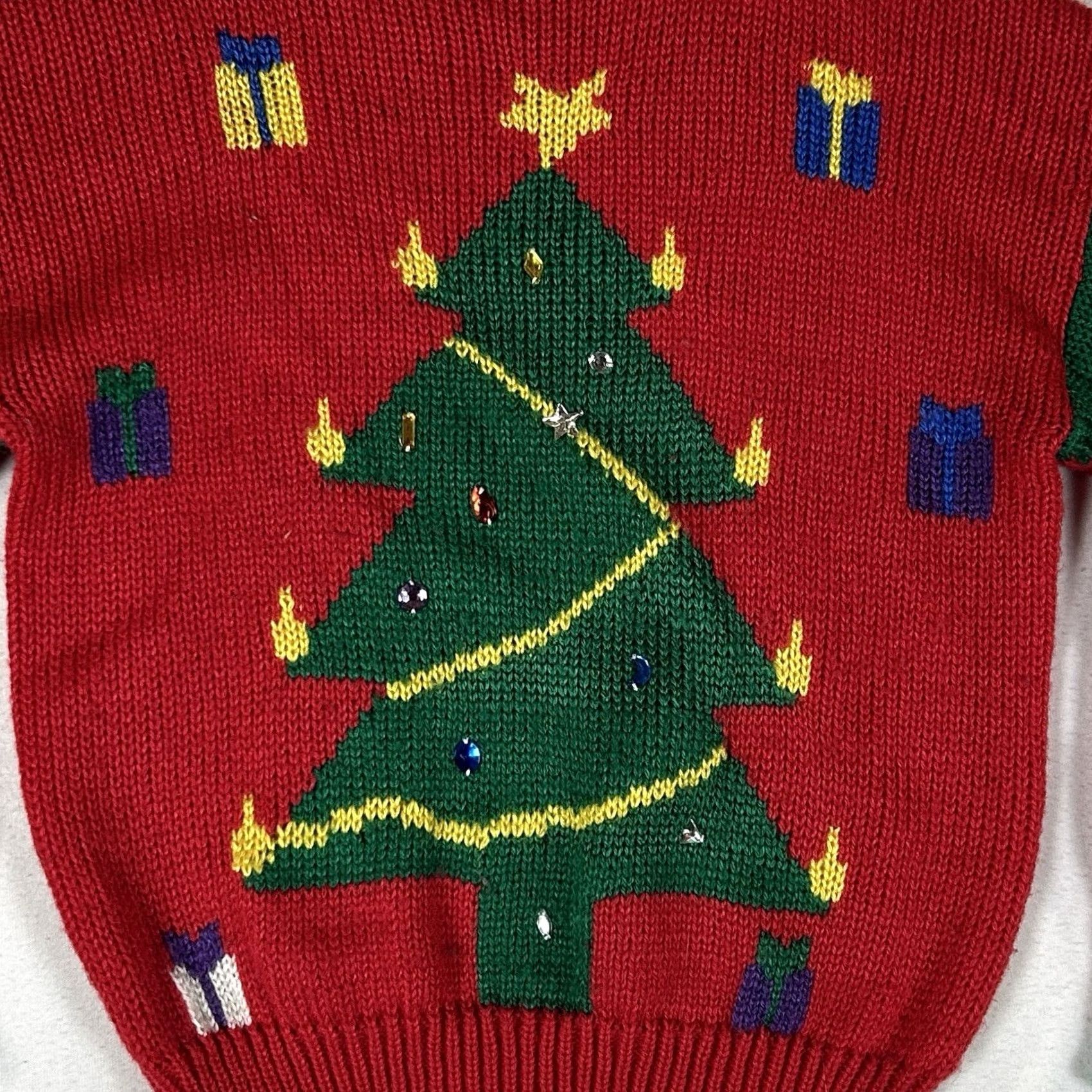 Vintage No Strings Attached Ugly Christmas Sweater Women Medium Red Christmas Holiday Pullover Crew Neck Knit Knitwear Sweater Women M Red Christmas Holiday Size M / US 6-8 / IT 42-44 - 2 Thumbnail
