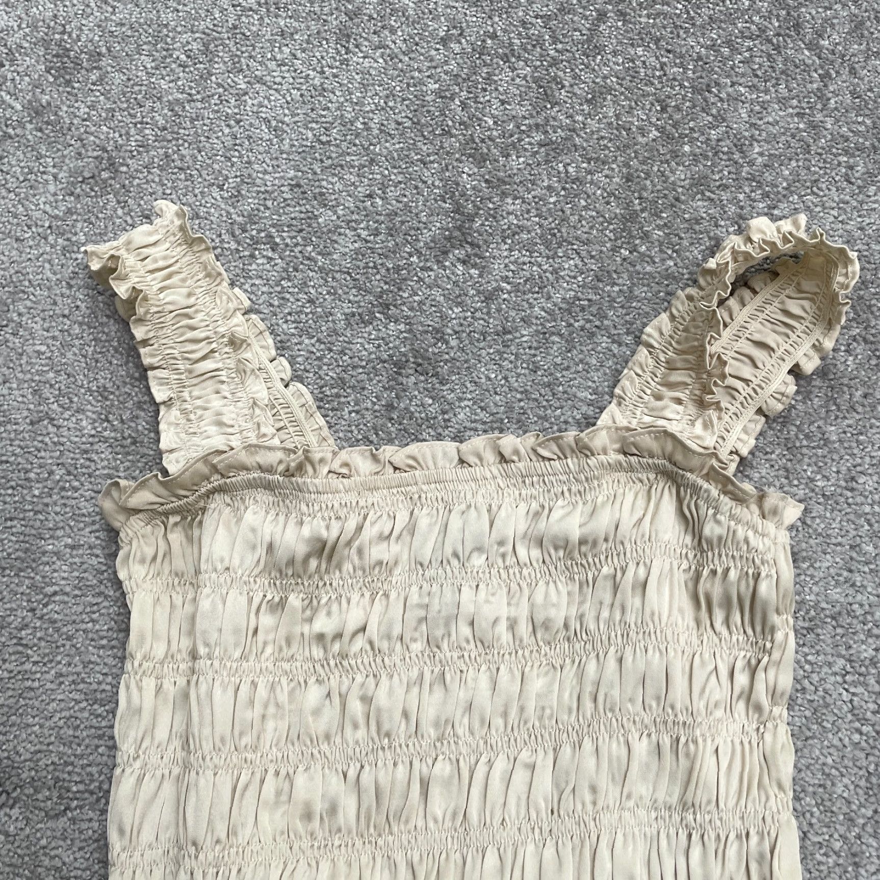 AQUA Aqua Smocked Cropped Tank Womens Small Beige Tan Sleeveless Casual Knit Polyester Beach Modern Size S / US 4 / IT 40 - 4 Thumbnail