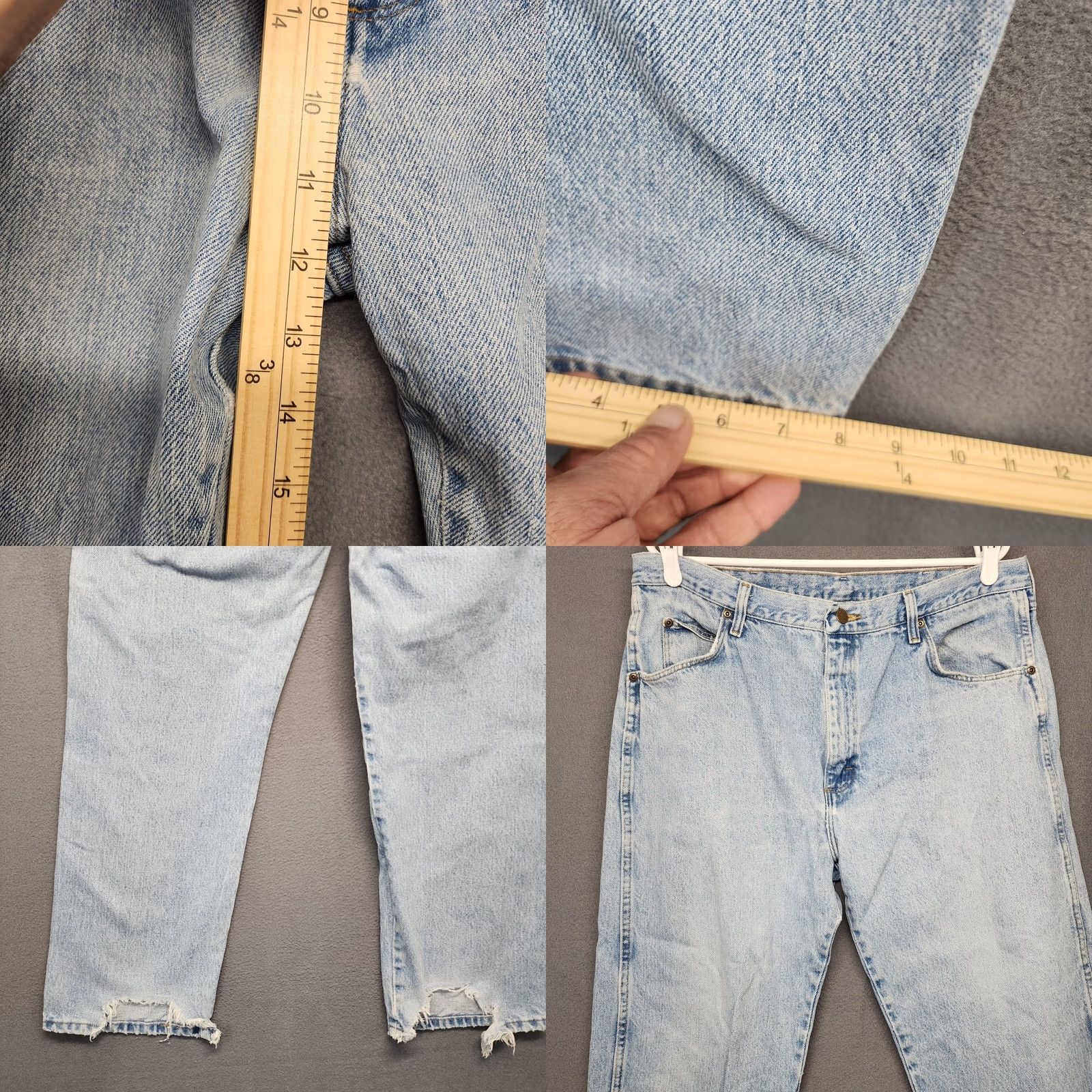Wrangler VINTAGE Wrangler Jeans Men 36x30 Blue Light Wash Distressed Grunge Tagged 38x30 Jeans Mens 36 Regular 36x30 Light Wash 5-Pocket Distressed Jeans Size US 36 / EU 52 - 8 Thumbnail