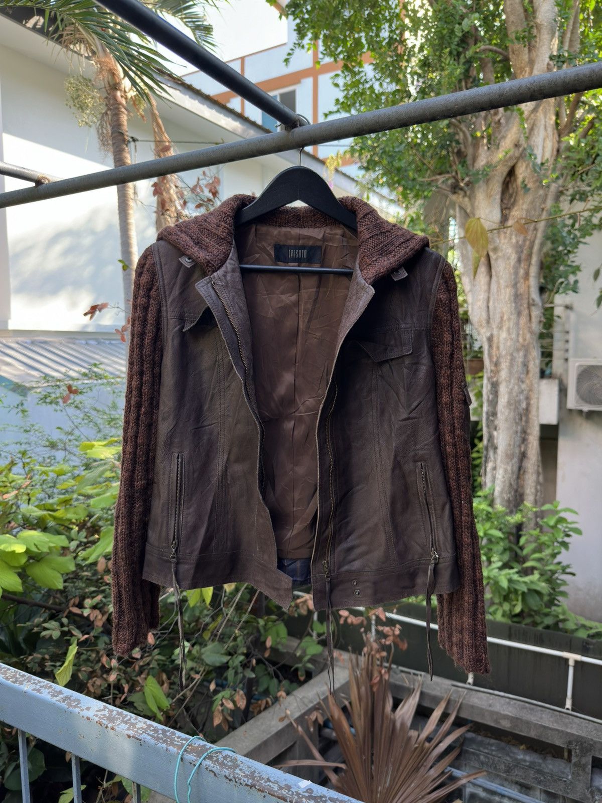 Japanese Brand IVISUTO Hybrid Leather/Knit Jacket Size M / US 6-8 / IT 42-44 - 3 Thumbnail