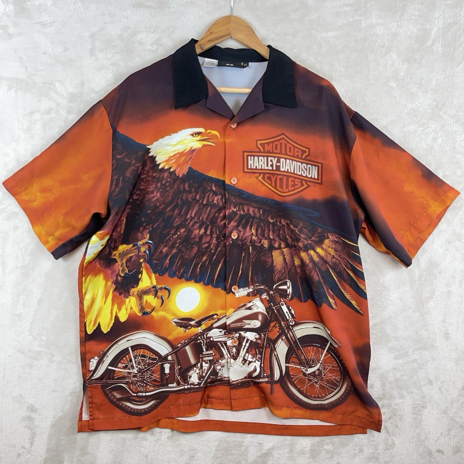 Harley Davidson Vtg Harley Davidson Sunset Eagle Motorcycle AOP Shirt XL Size US XL / EU 56 / 4 - 1 Thumbnail