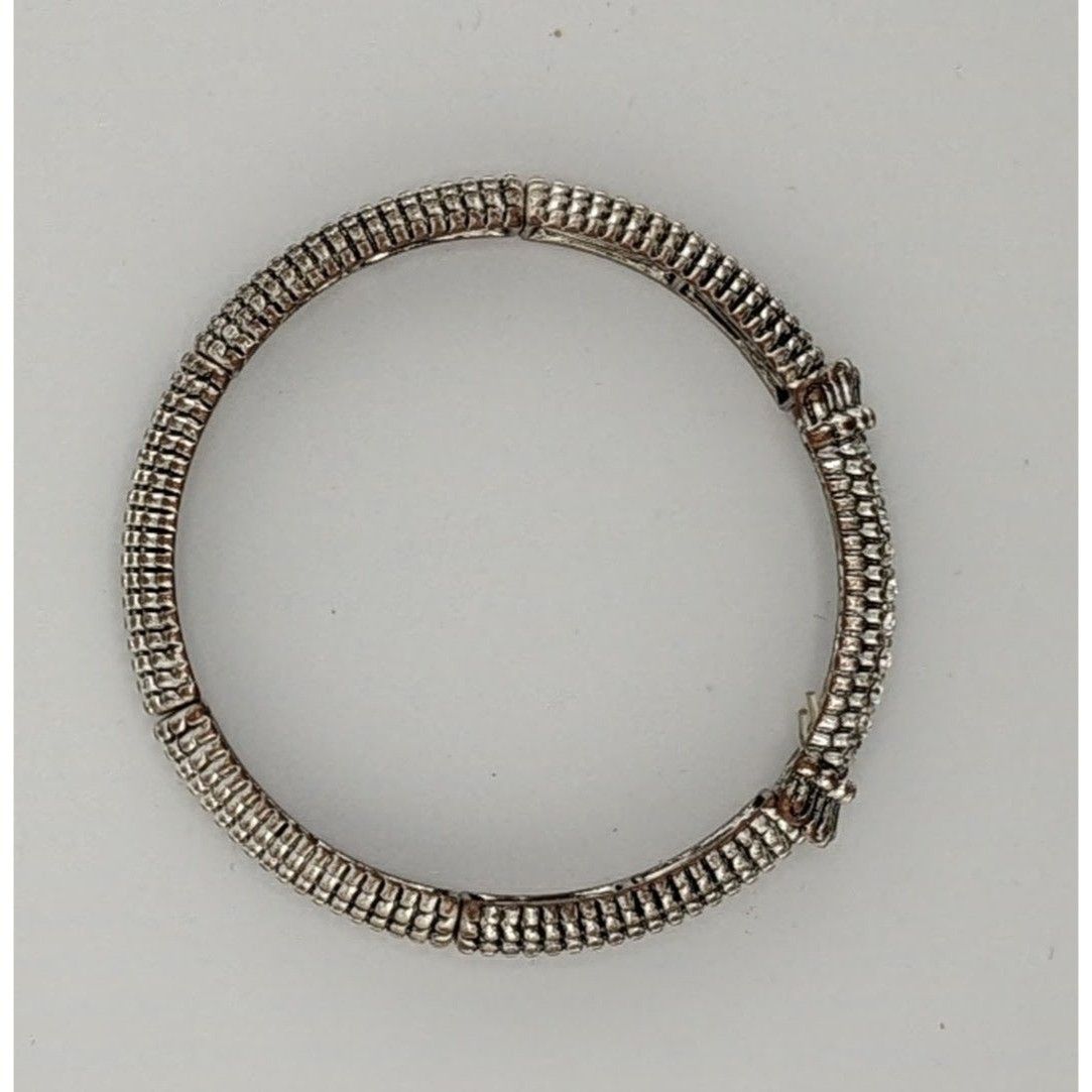 Other Elegant Glam Silver Tone Stretch Bracelet With Gem Accents Size ONE SIZE - 3 Thumbnail