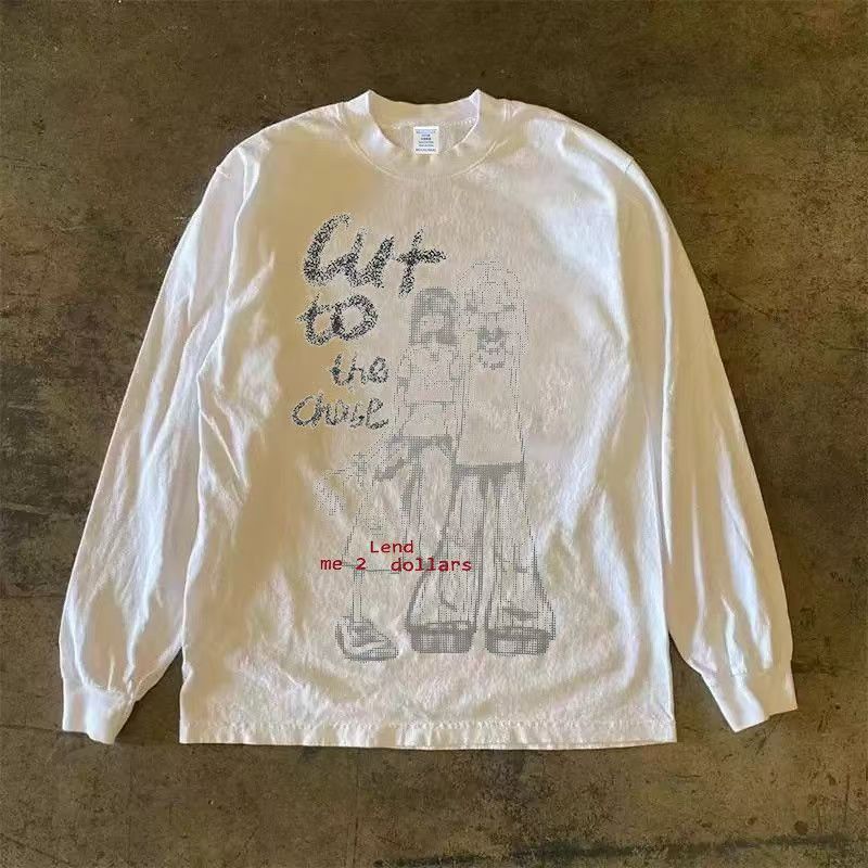 Vintage White casual retro hip-hop print long-sleeved t-shirt Size US M / EU 48-50 / 2 - 1 Thumbnail