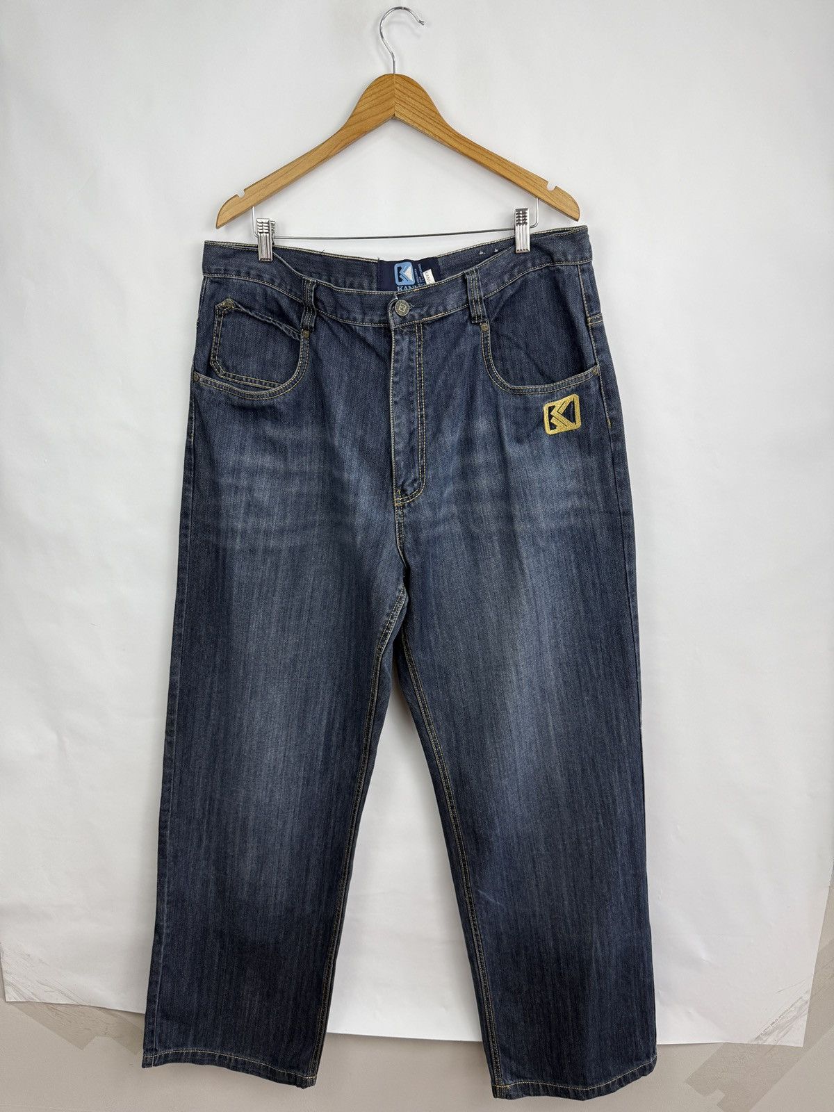 Karl Kani 🇺🇸 Vintage 90s Karl Kani Baggy Embroidered Denim Jean Retro Size US 38 / EU 54 - 7 Thumbnail