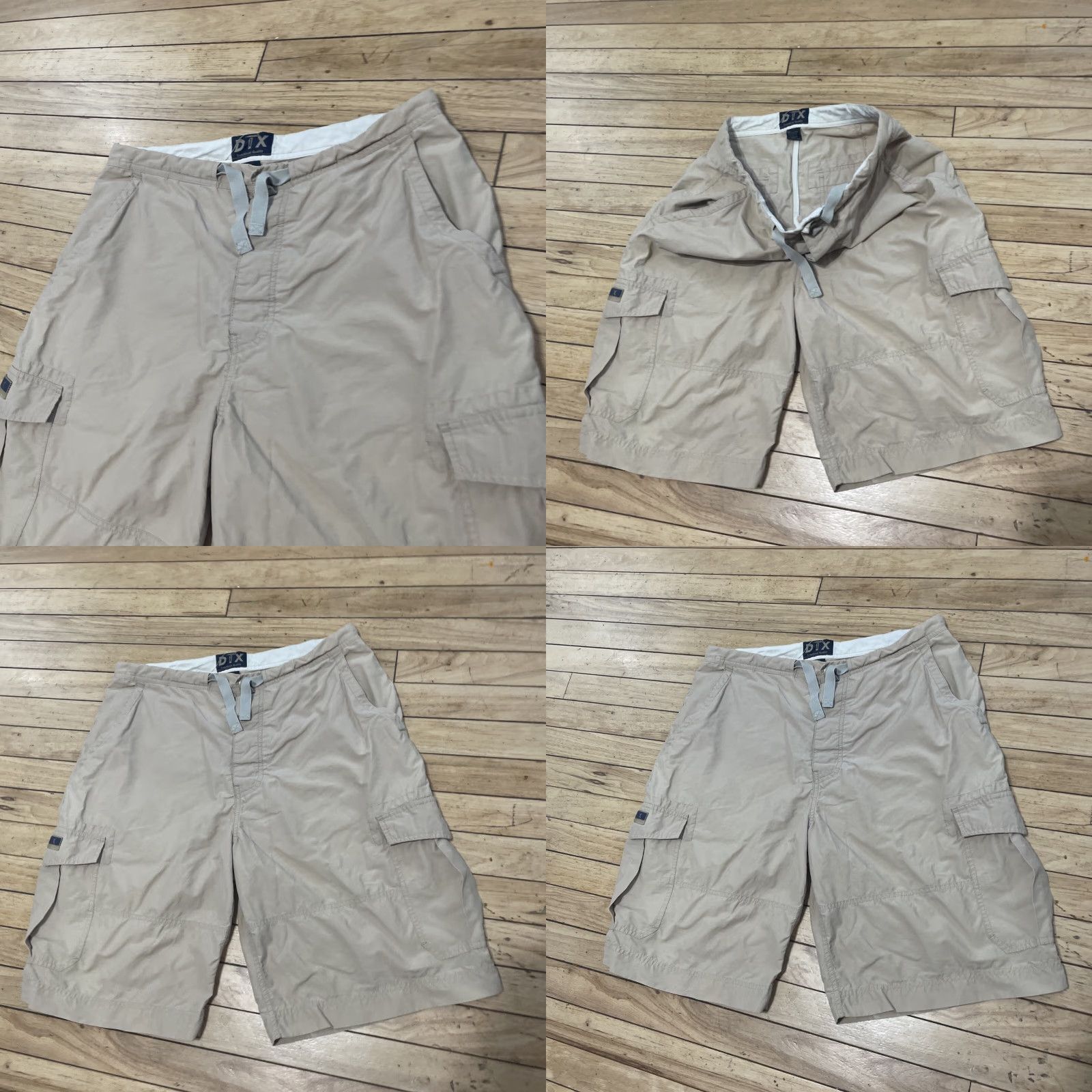 Vintage DIX Cargo Shorts Men M Khaki Drawstring Nylon Blend Streetwear 33 Cargo Pocket Slim Beach Outdoor Navy Beige Casual Travel Pants Size US 34 / EU 50 - 9 Thumbnail