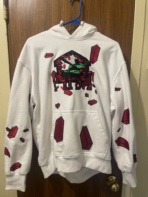 image of Public Housing Skate Team Brick Embroidered Hoodie in White, Men's (Size Large)