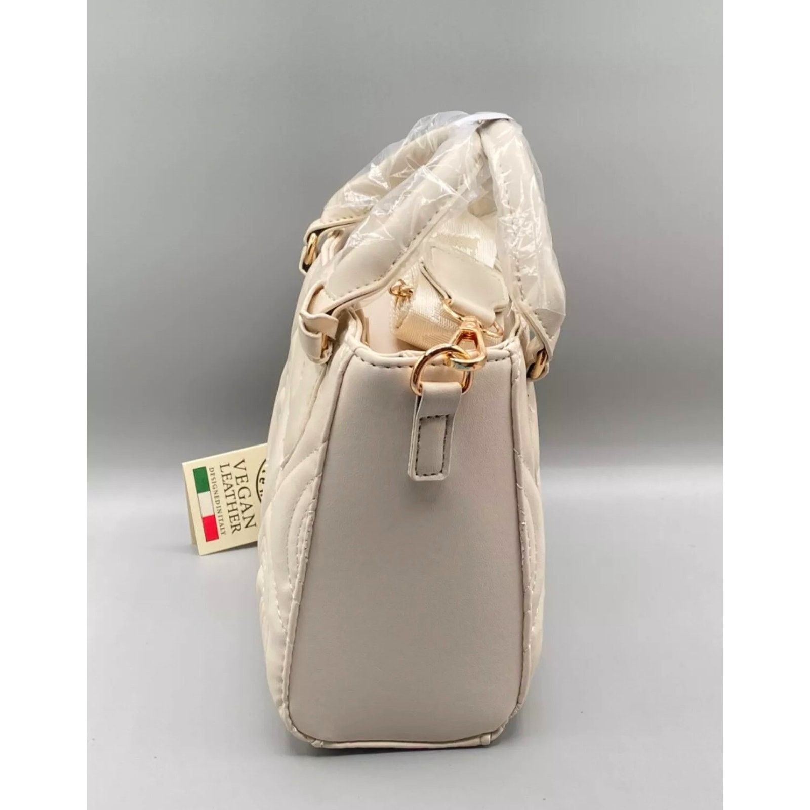 Other Valentino Orlandi Large Quilted Logo Tote Bag Crosbody Beige Size ONE SIZE - 9 Thumbnail