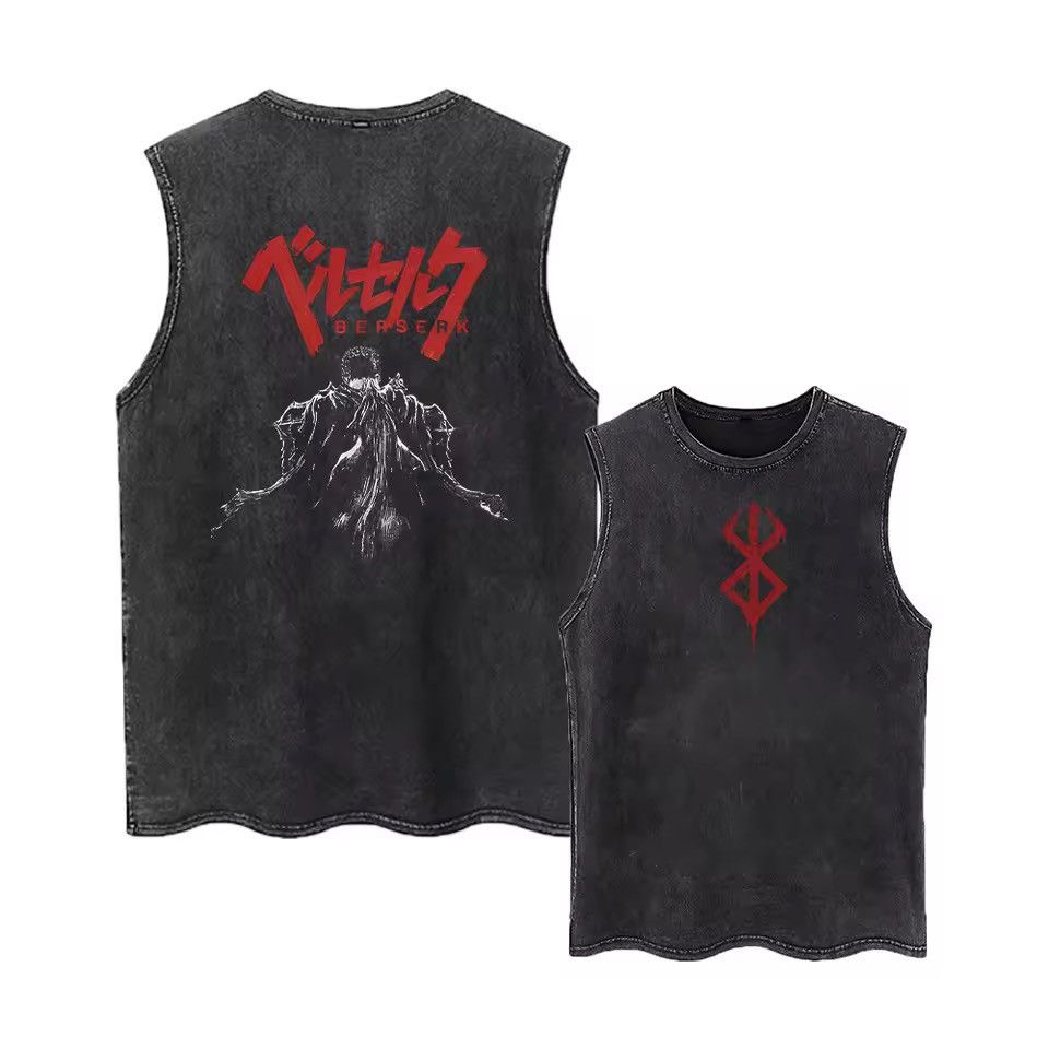Japanese Brand Y2K Vintage Punk Berserk Anime Washed Tank Top T-Shirt Size US XL / EU 56 / 4 - 4 Thumbnail