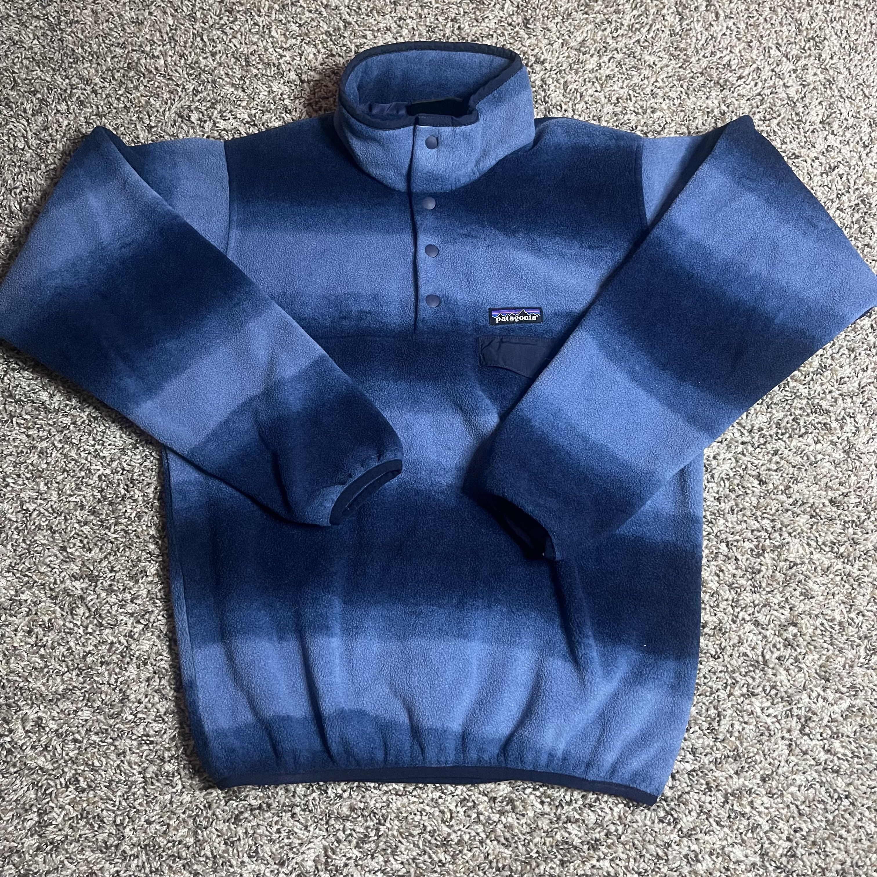 image of Patagonia Synchilla Hand Dipped Navy Blue Snap-T Fleece, Men's (Size XS)