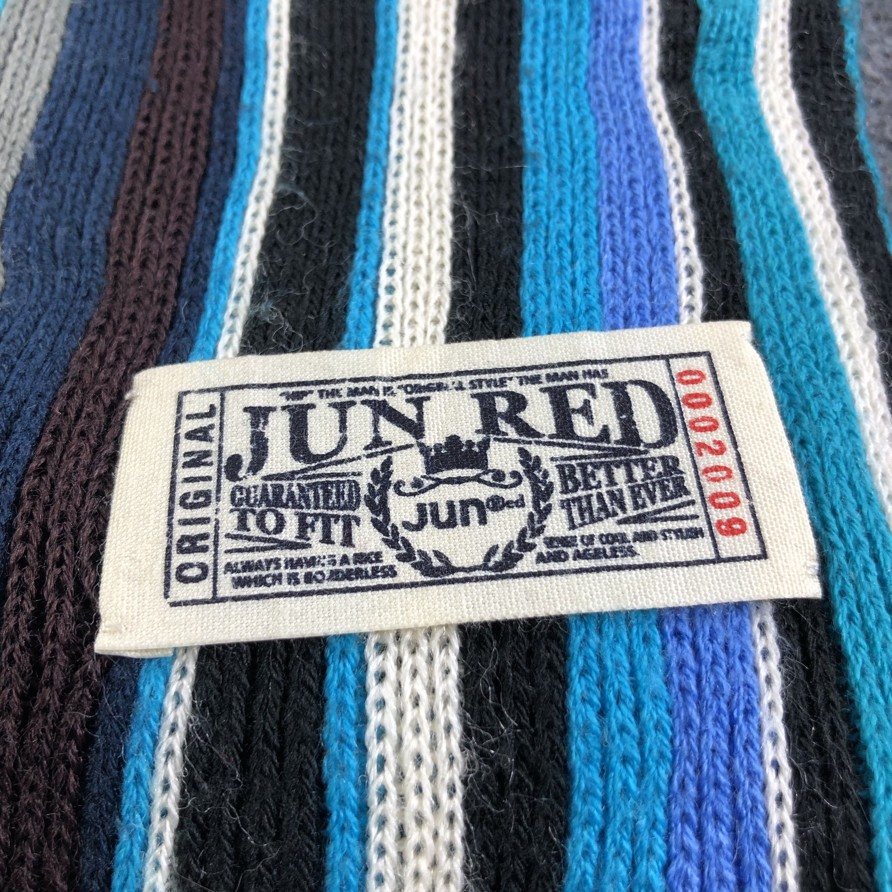 Mr. Junko Jun Red Stripe Knit Wool Scarf Muffler Neckwear V2544 Size ONE SIZE - 4 Thumbnail