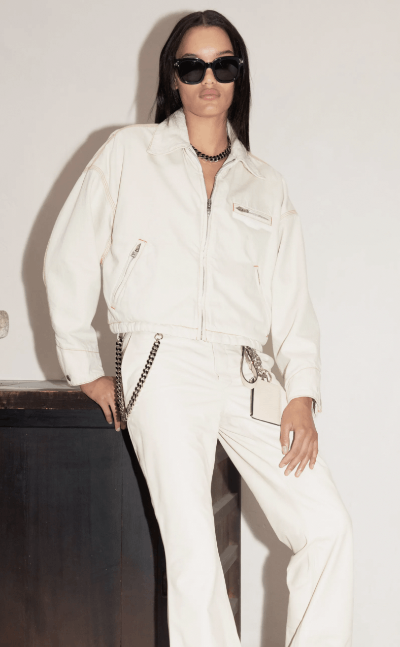 AMIRI Women’s Leather Zip Jacket – Bone White