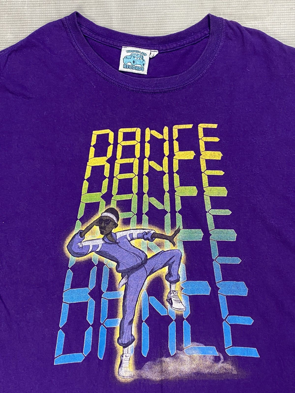 Band Tees × Rap Tees × Vintage Vintage Turquoise jeep records dance t shirt Size US L / EU 52-54 / 3 - 2 Thumbnail