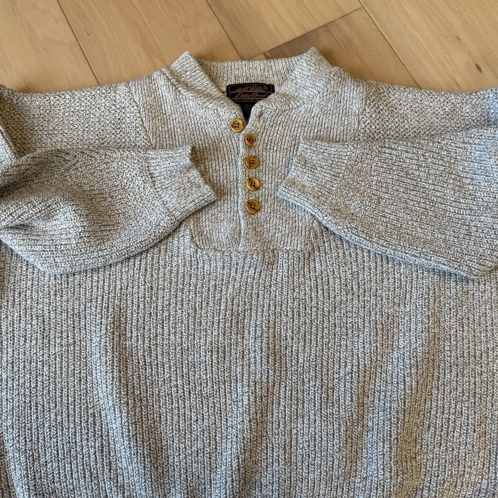 Eddie Bauer Vintage Eddie Bauer Sweater L Beige Henley Cotton Pullover Size US L / EU 52-54 / 3 - 4 Thumbnail