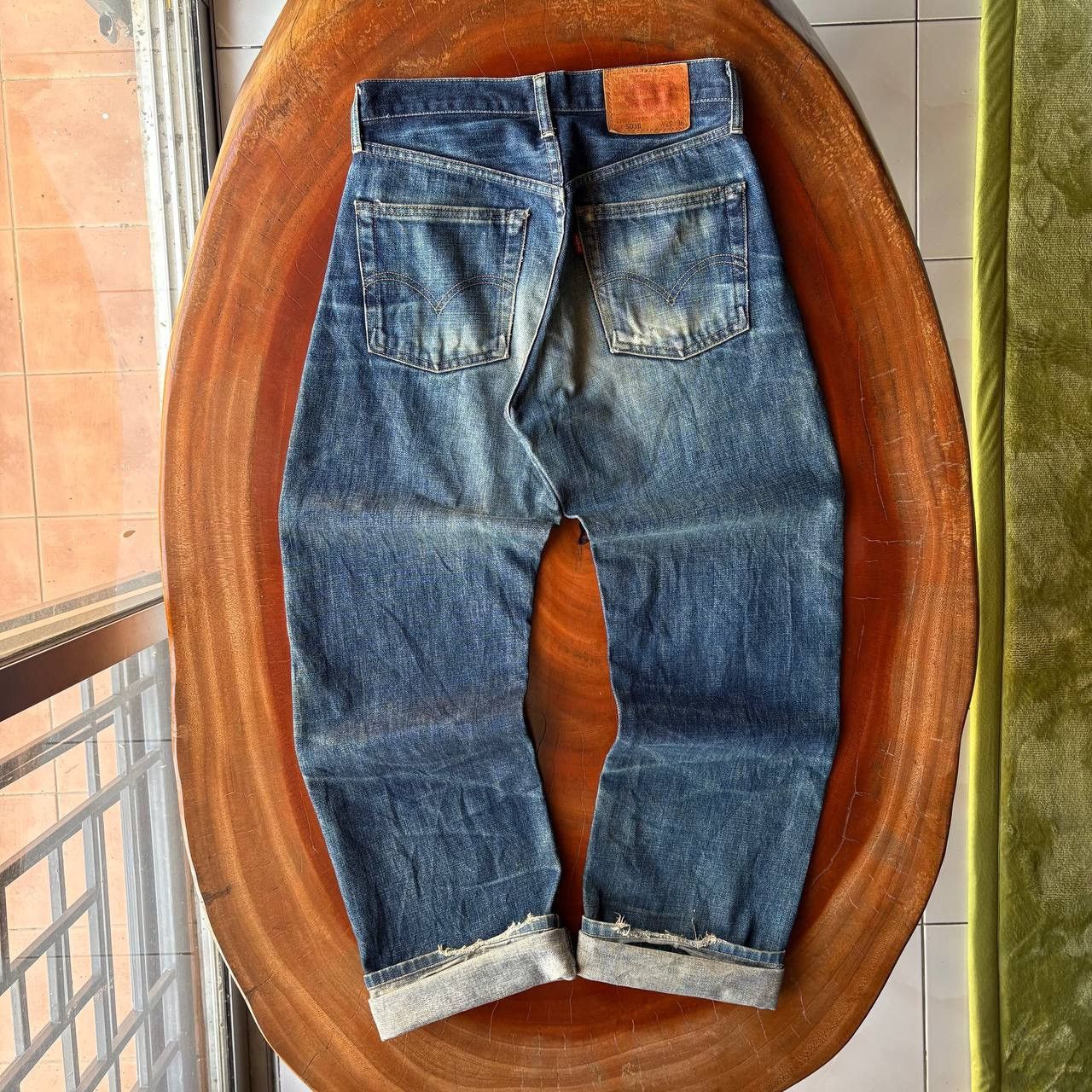 Levi's Vintage Clothing Levi’s 503B Big E Selvedge Distress Vintage Dark Blue Pants Size US 29 - 2 Thumbnail