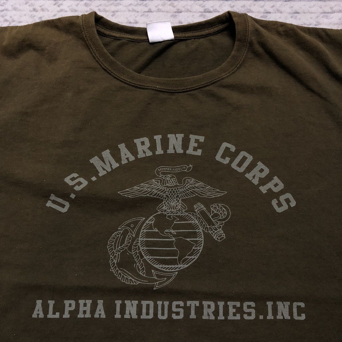 Alpha Industries × Army Of Me × Vintage Rare Sunfaded & Distressed Alpha Industries ‘US Marine’ Tees Size US XL / EU 56 / 4 - 5 Thumbnail
