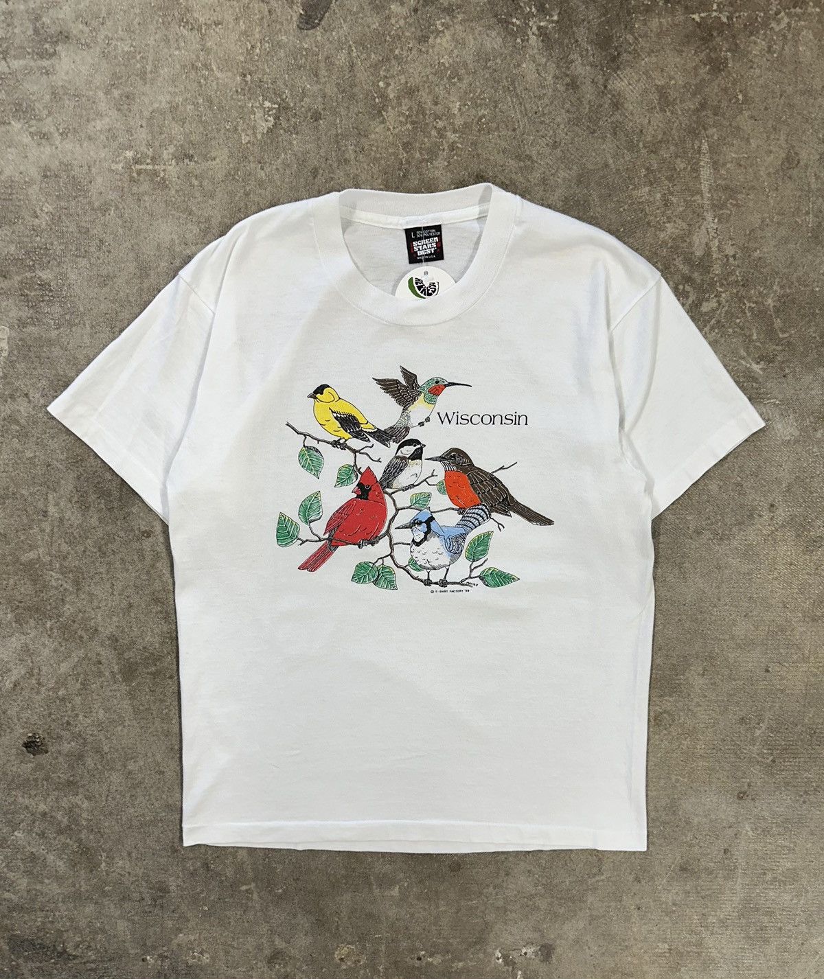 Vintage Vintage 80s Wisconsin Hummingbird Flowers T-Shirt Size US L / EU 52-54 / 3 - 1 Thumbnail