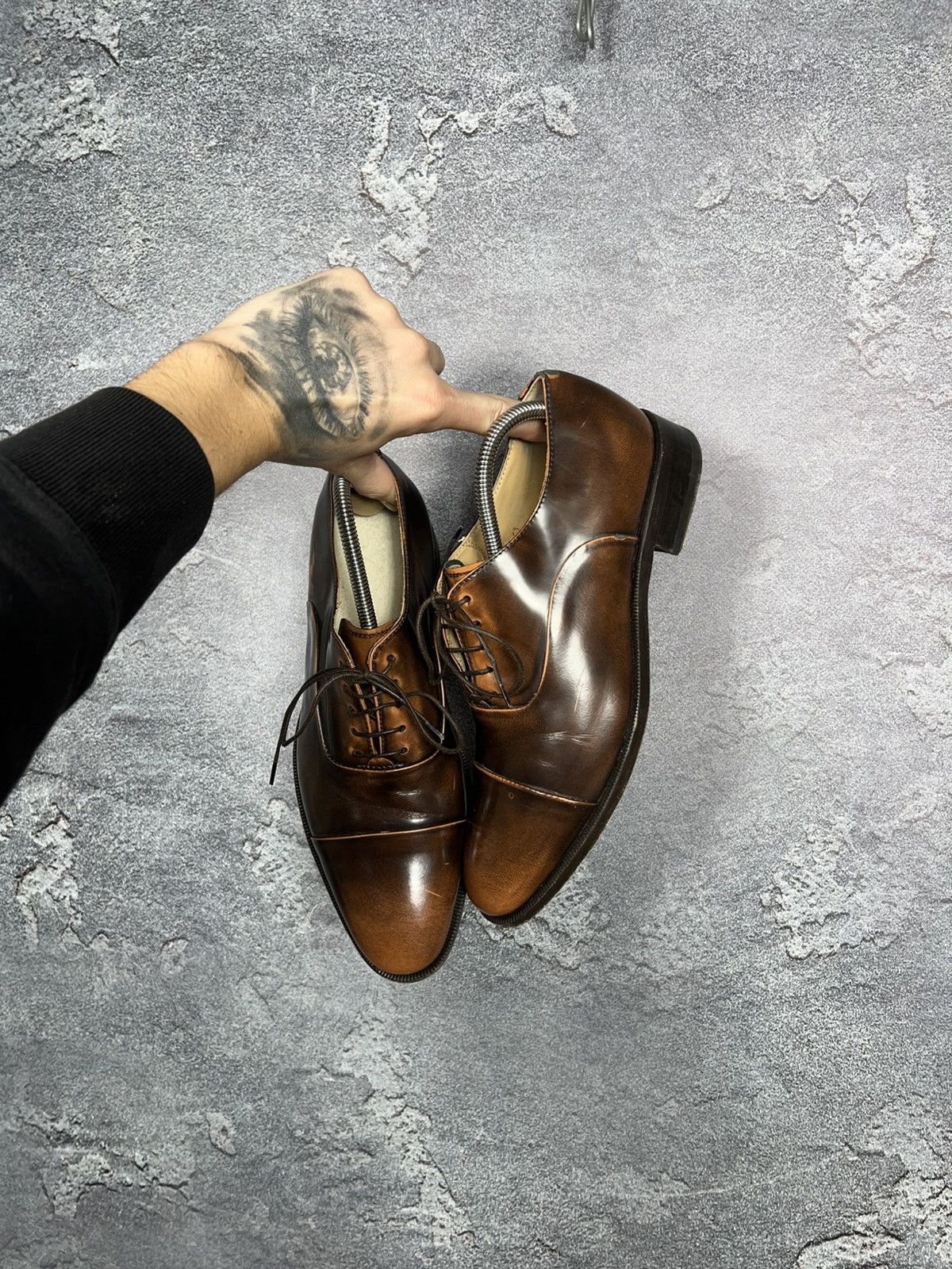 Scarosso Brown Leather Casual Oxford Shoes Size 41