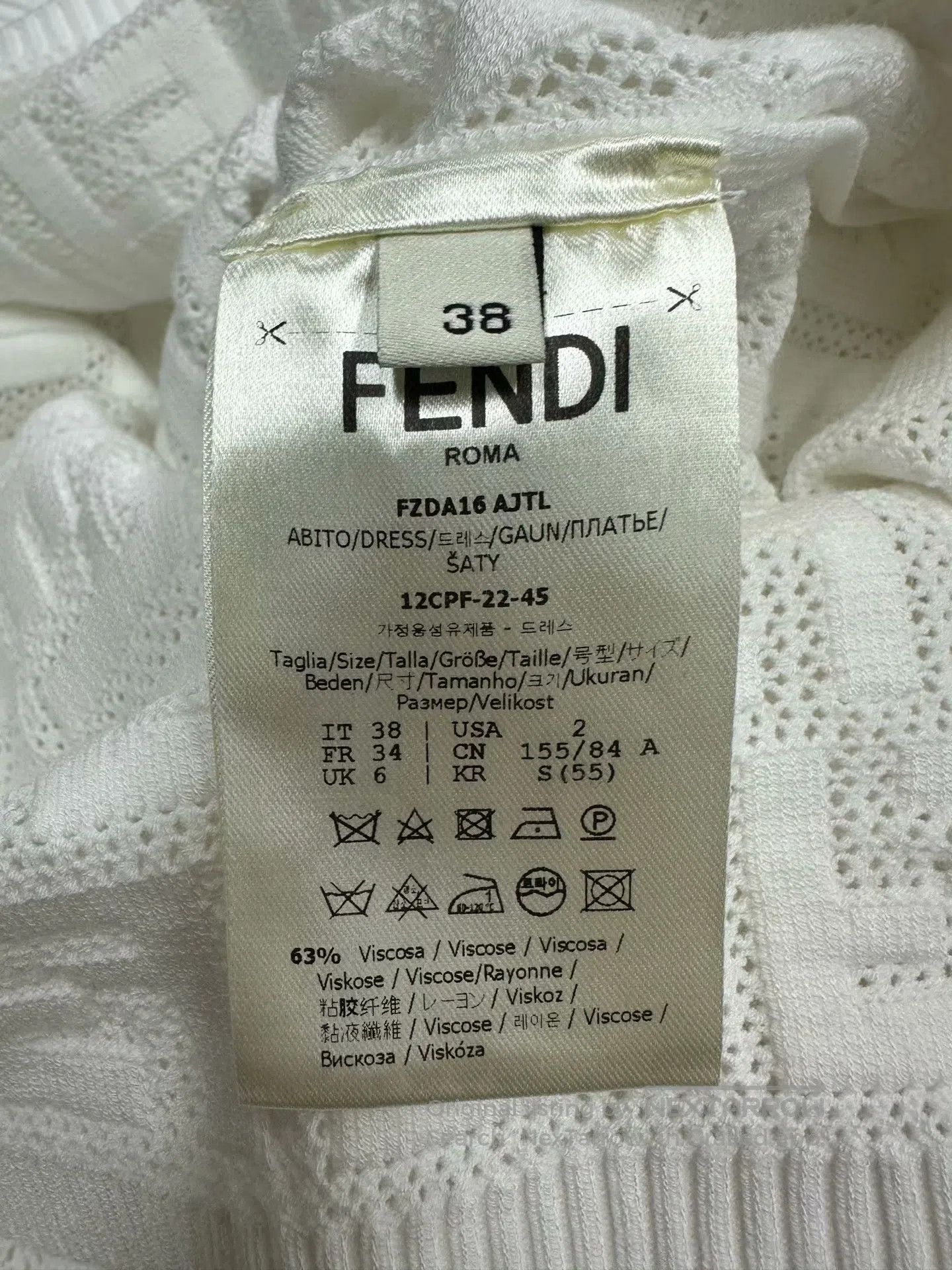 Fendi FENDI White Monogram Relief Printed Logo Knitted Dress| Size XS / US 0-2 / IT 36-38 - 4 Thumbnail