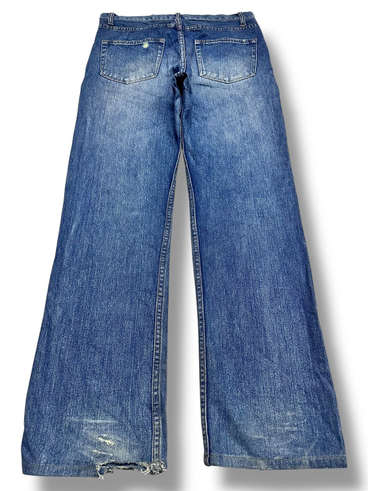 Japanese Brand Nylaus Jeans Baggy Loose Distressed With Faded Wash Size US 33 - 2 Thumbnail