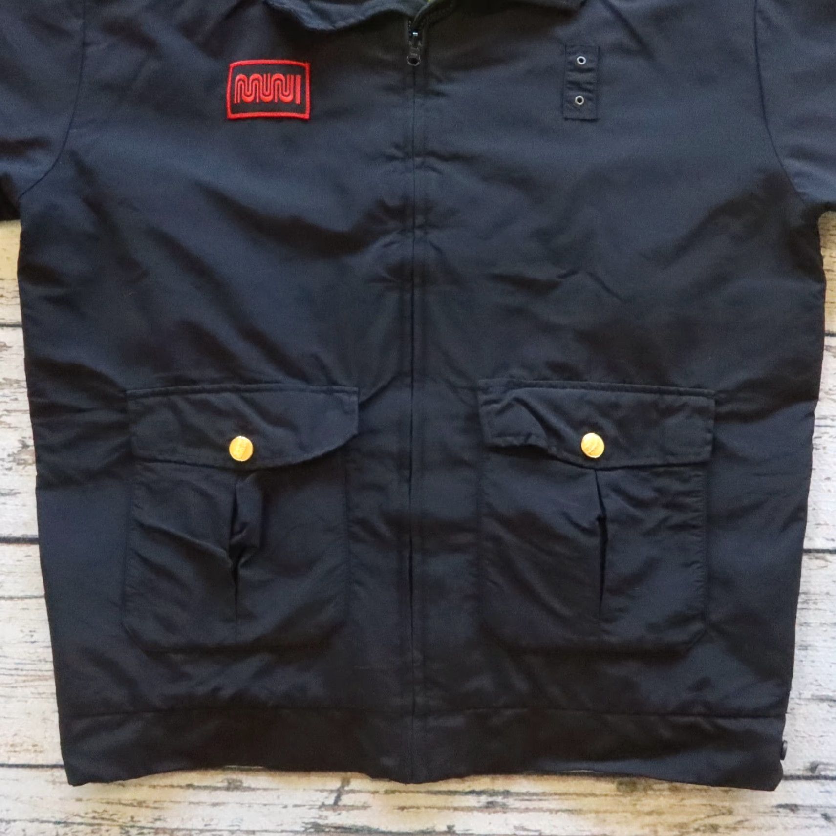 Vintage VINTAGE Muni San Francisco Transportation Work Jacket Men L Black Nylon Flying Cross Jacket Mens Size US L / EU 52-54 / 3 - 5 Thumbnail