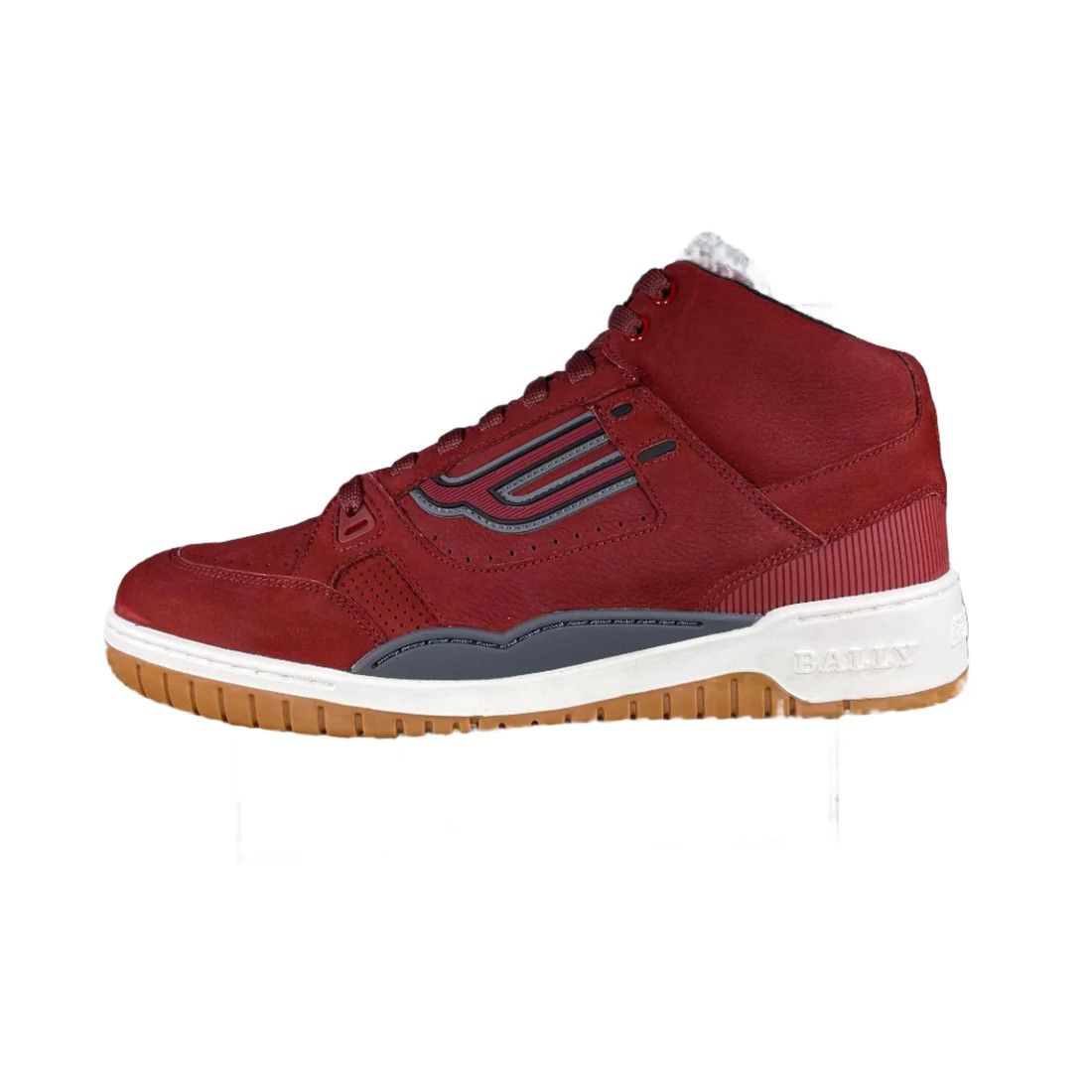 o1y1224 Leather Hi-Top Sneakers in Dark Red