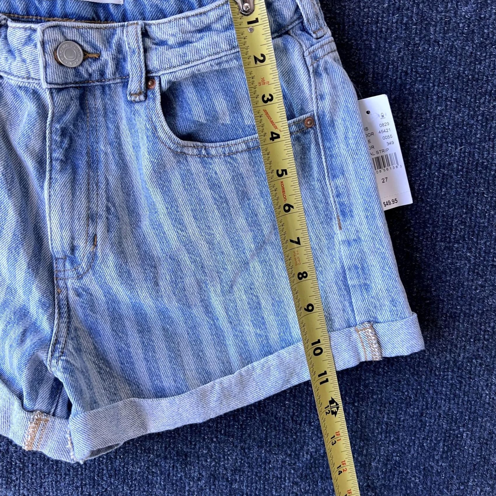 Pacsun PacSun Shorts Womens 27 Light Wash Mom Short Denim Tonal Stripe High Rise Cuffed Size 27" / US 4 / IT 40 - 6 Thumbnail