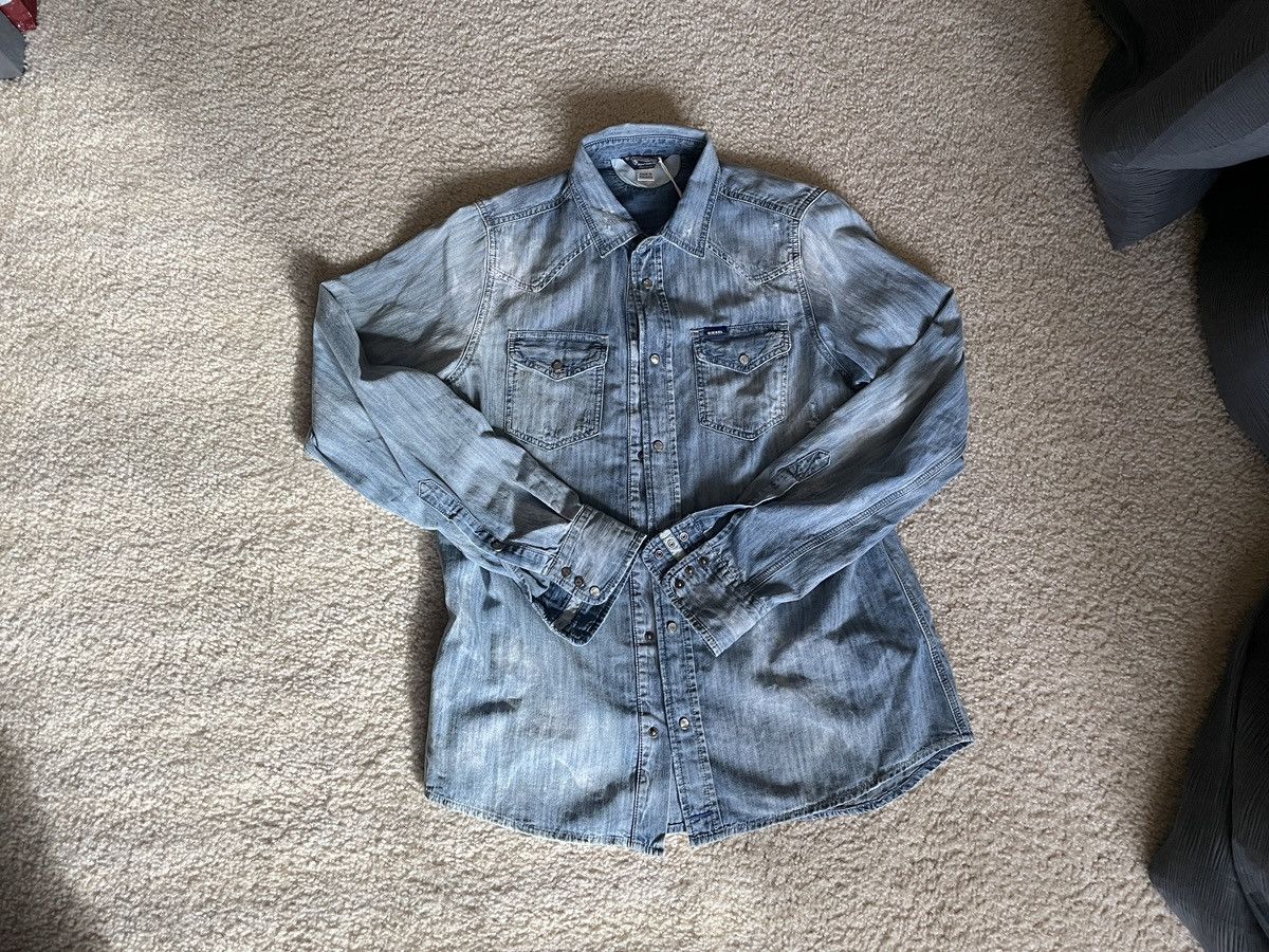 Diesel Diesel Sonora distressed denim shirt Size US S / EU 44-46 / 1 - 1 Thumbnail