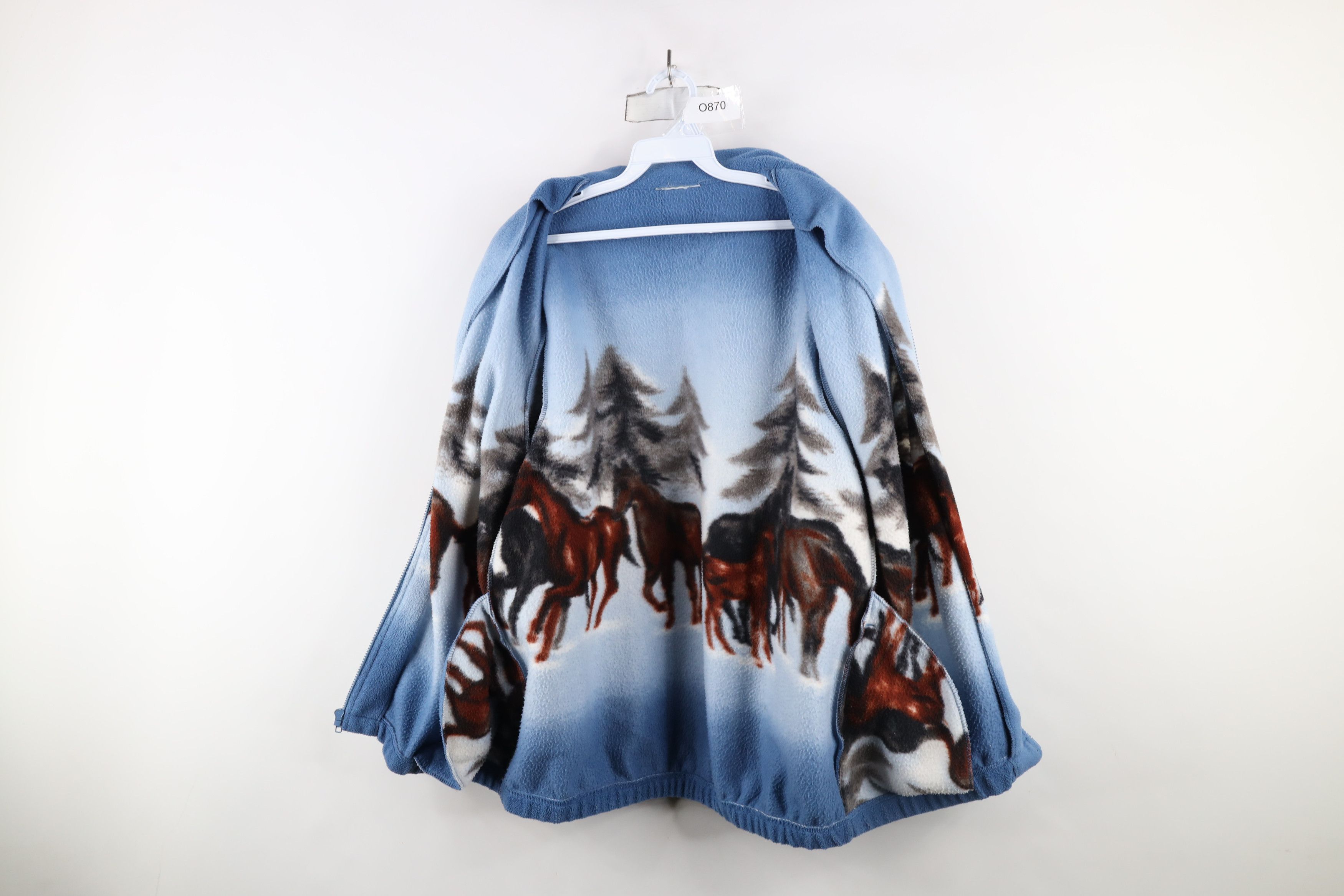 Vintage Vintage 90s Streetwear Equestrian All Print Fleece Jacket Size XL / US 12-14 / IT 48-50 - 9 Thumbnail
