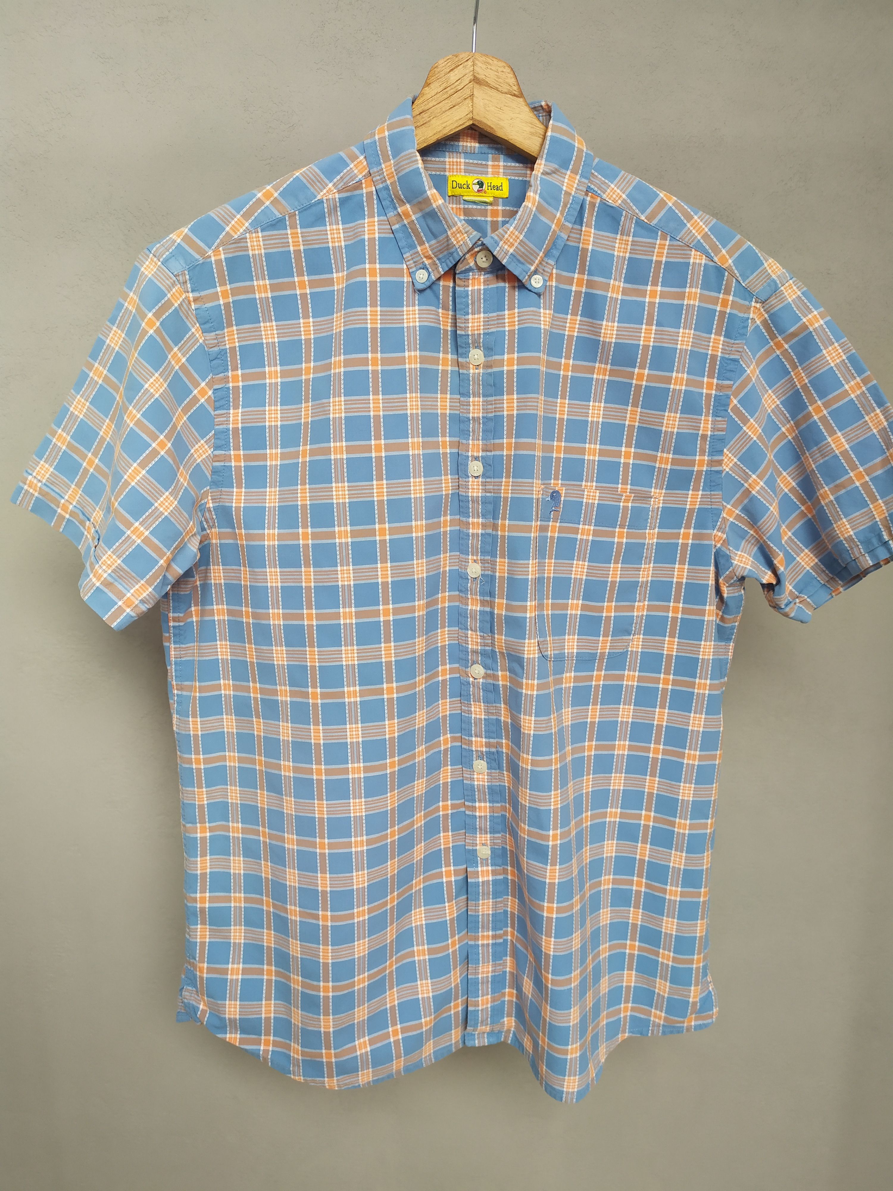 Duck Head Blue Men's Checkered Shirt Duck Head L Cotton Short Sleeve Size US L / EU 52-54 / 3 - 1 Thumbnail