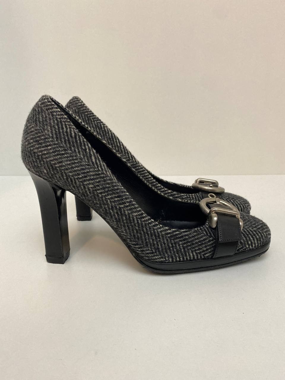 Burberry Burberry Nova Logo Black Pump Wool High Heels Shoes Vintage Size US 6.5 / IT 36.5 - 3 Thumbnail