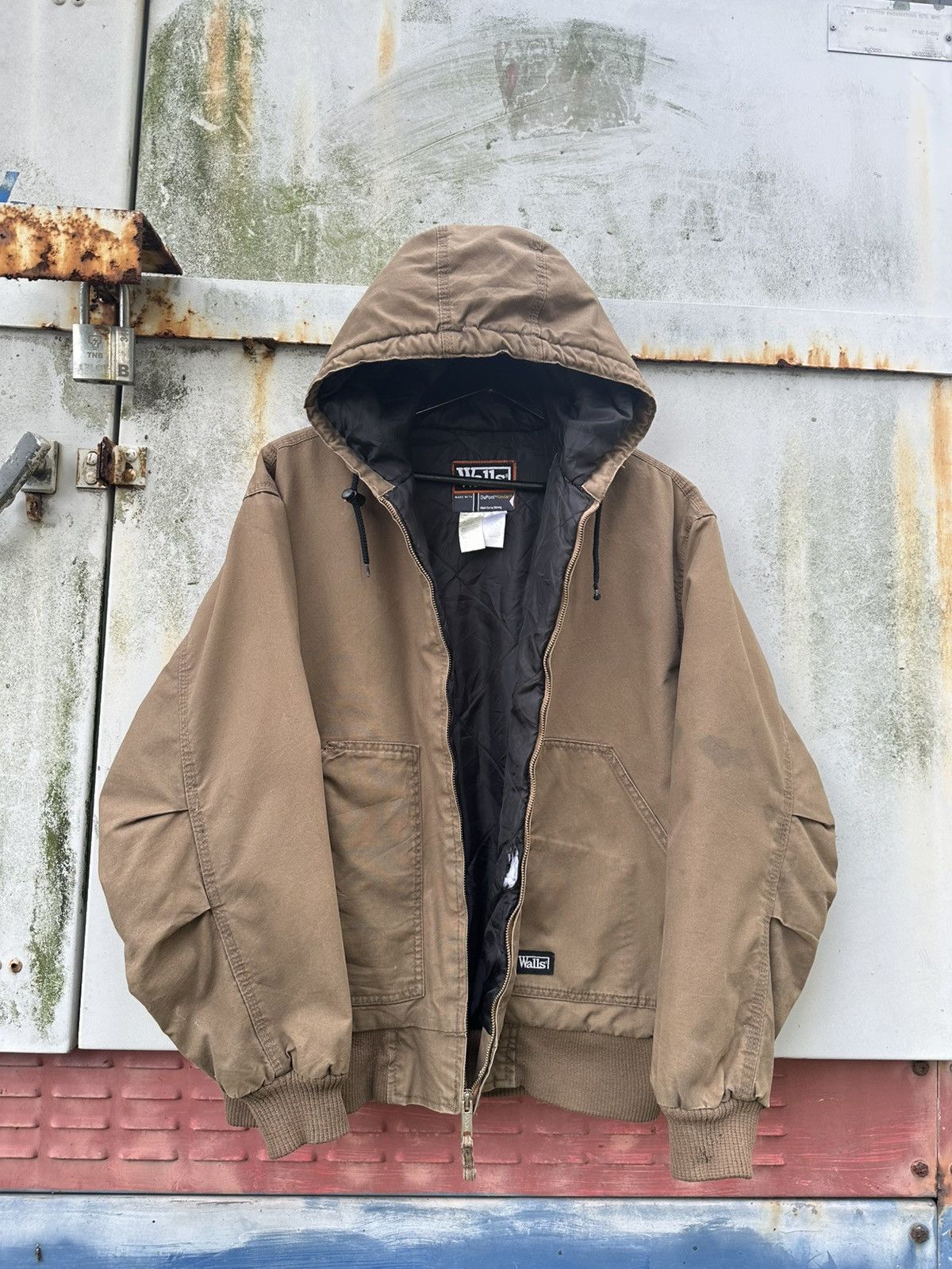 Vintage 👹Vintage Faded Walls Brown Hooded Bomber Jacket Size US M / EU 48-50 / 2 - 5 Thumbnail