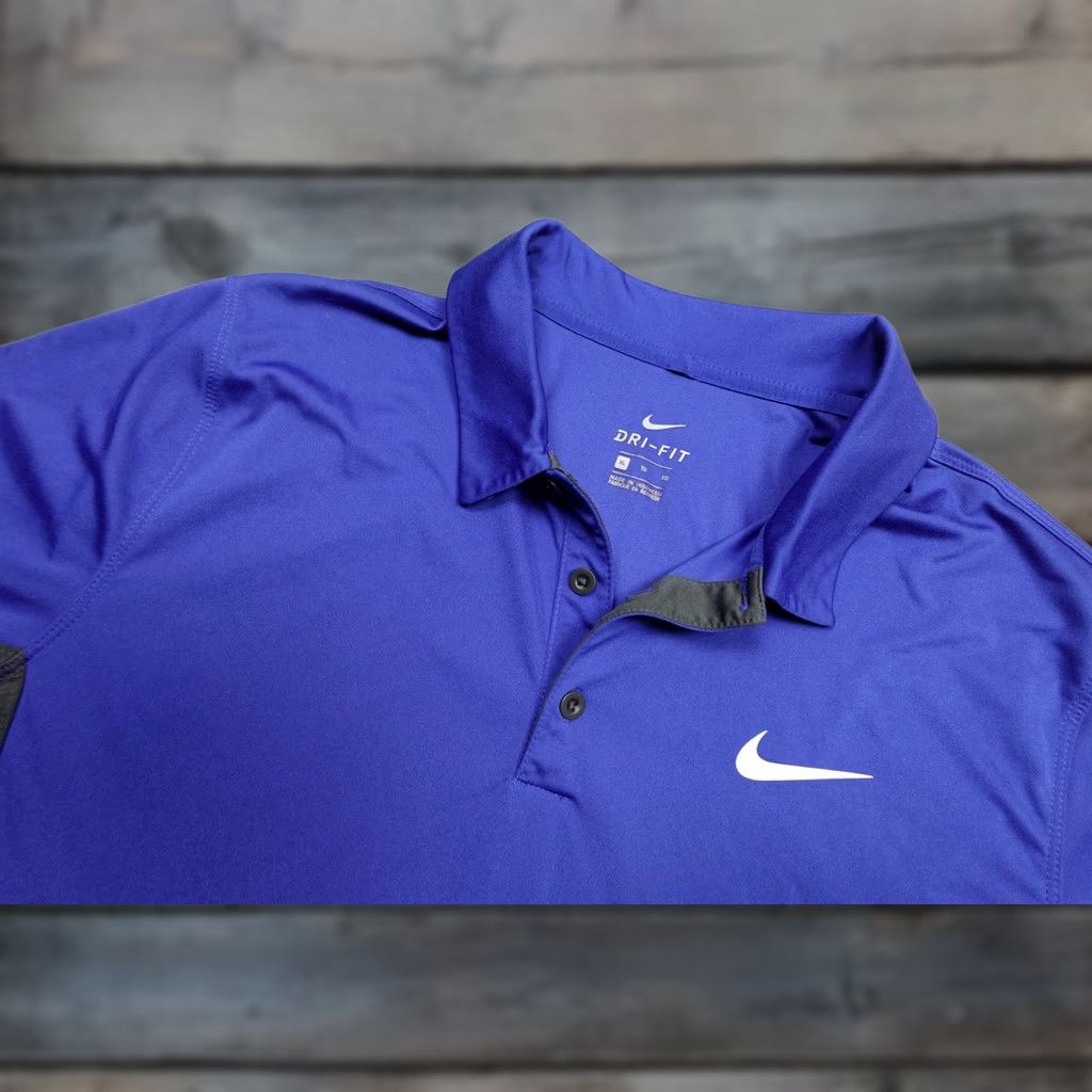 Nike Nike Dri-FIT Polo Shirt Mens XL Blue Black Golf Performance Moisture Wicking Size US XL / EU 56 / 4 - 1 Thumbnail