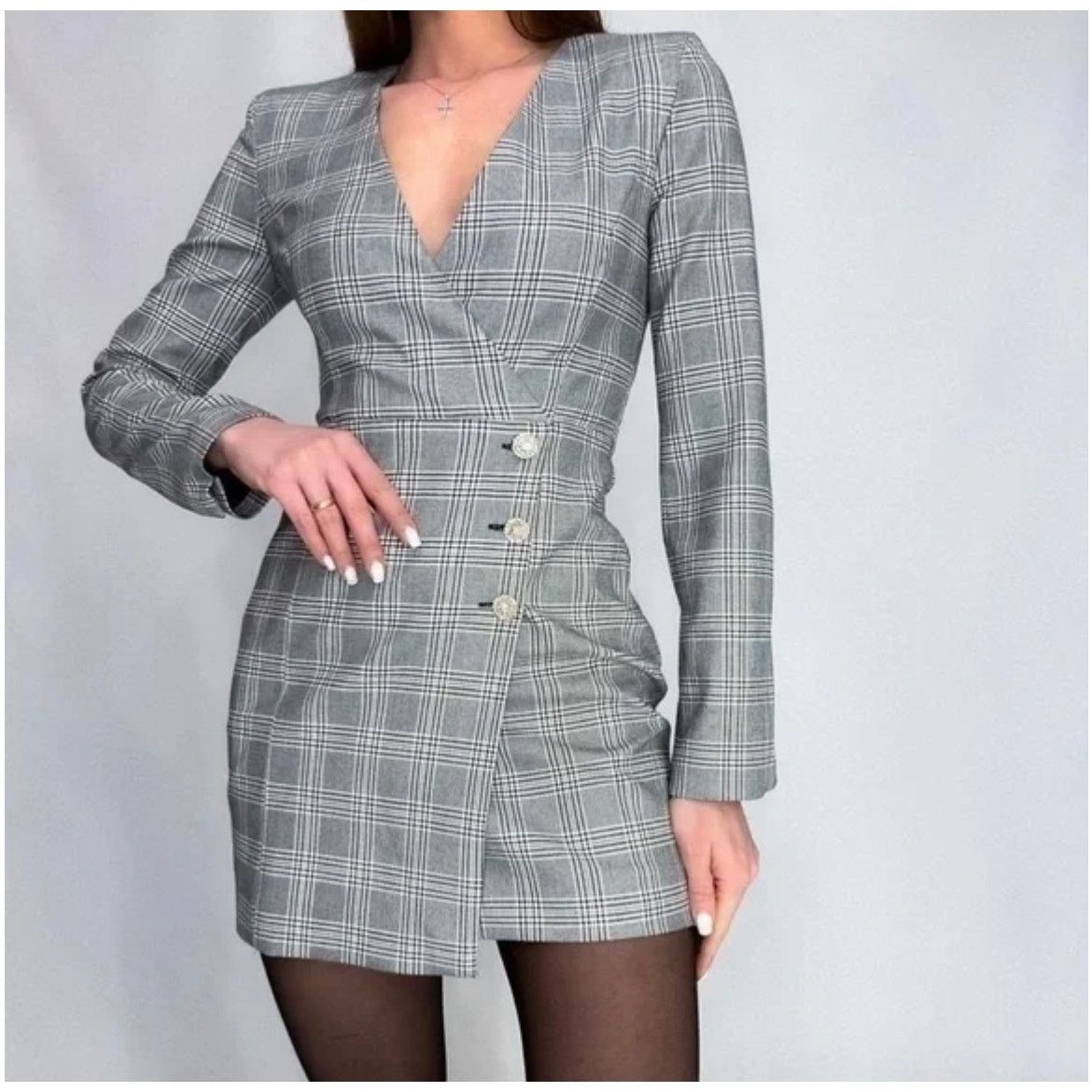 Zara ZARA BLOGGER FAVORITE PLAID BLAZER DRESS Size S / US 4 / IT 40 - 8 Thumbnail