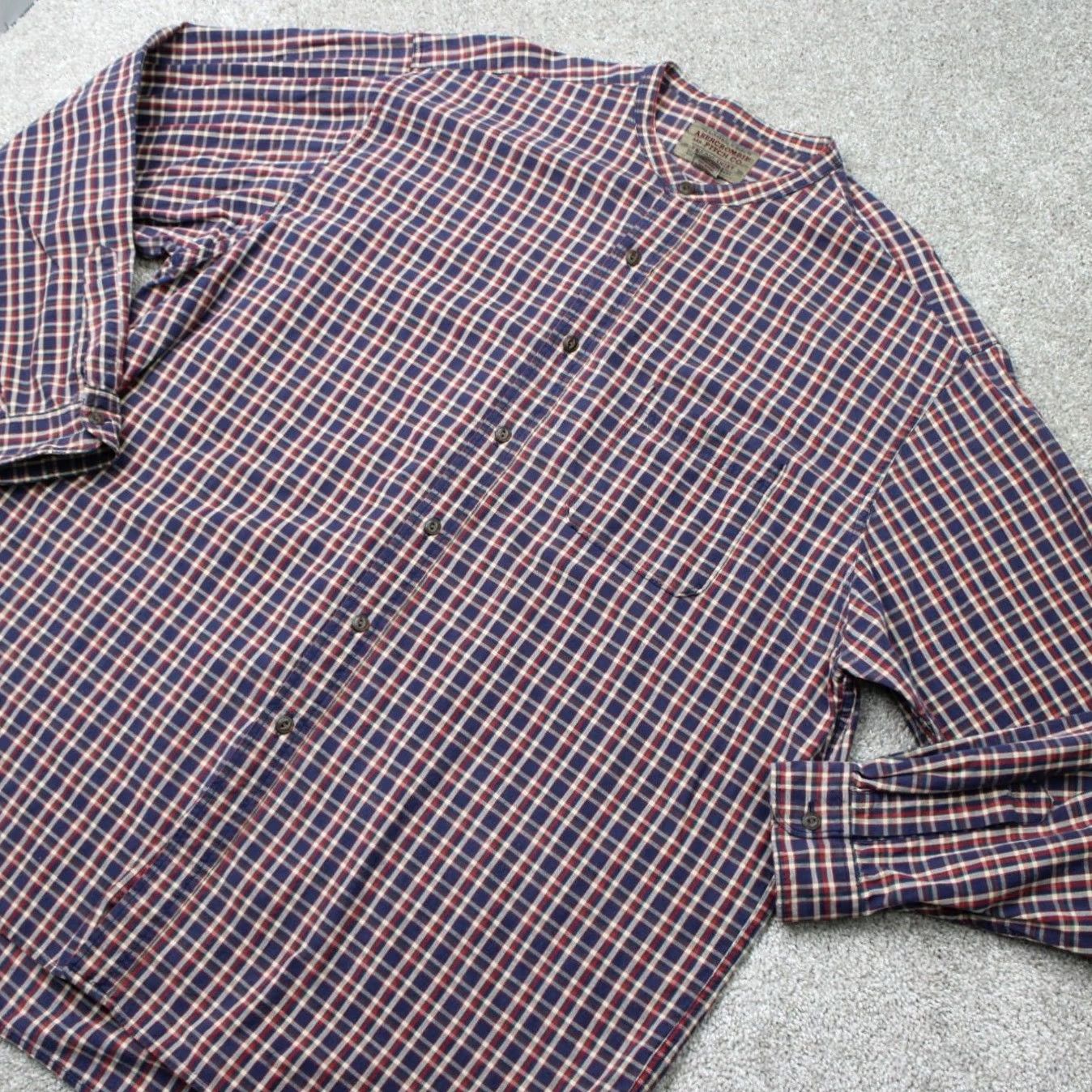 Abercrombie & Fitch Abercrombie & Fitch The Big Shirt Mens XL Red/Blue VTG 100% Cotton Long Sleeve Size US XL / EU 56 / 4 - 3 Thumbnail