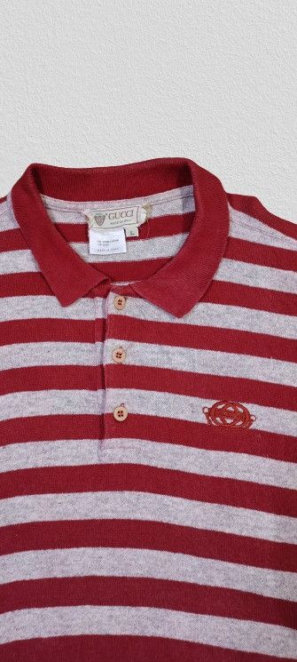 Gucci Vintage Men’s Polo Gucci Striped Shirt Rare Size US L / EU 52-54 / 3 - 3 Thumbnail